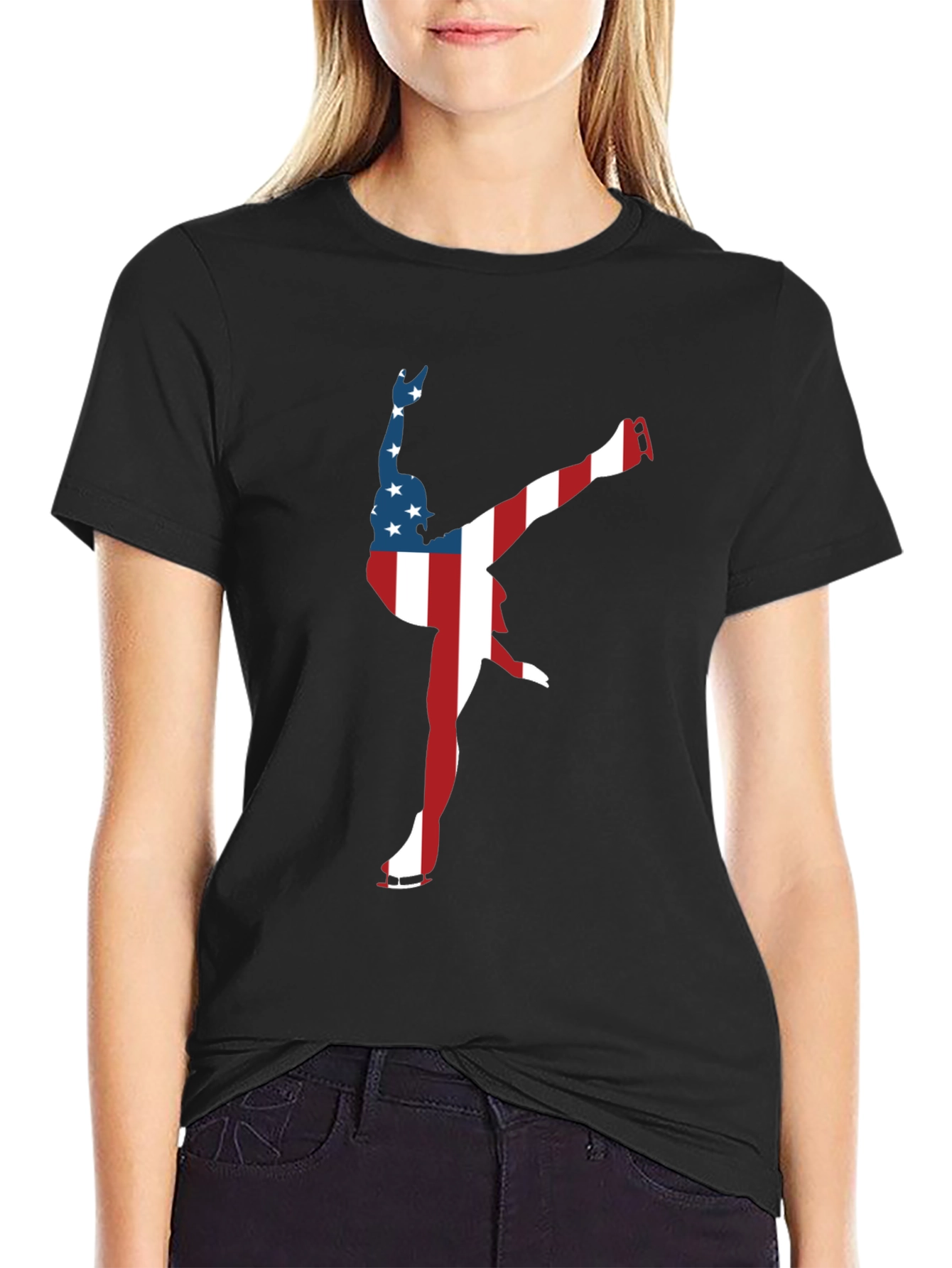 Patriotic Figure Skating USA Flag T-Shirt