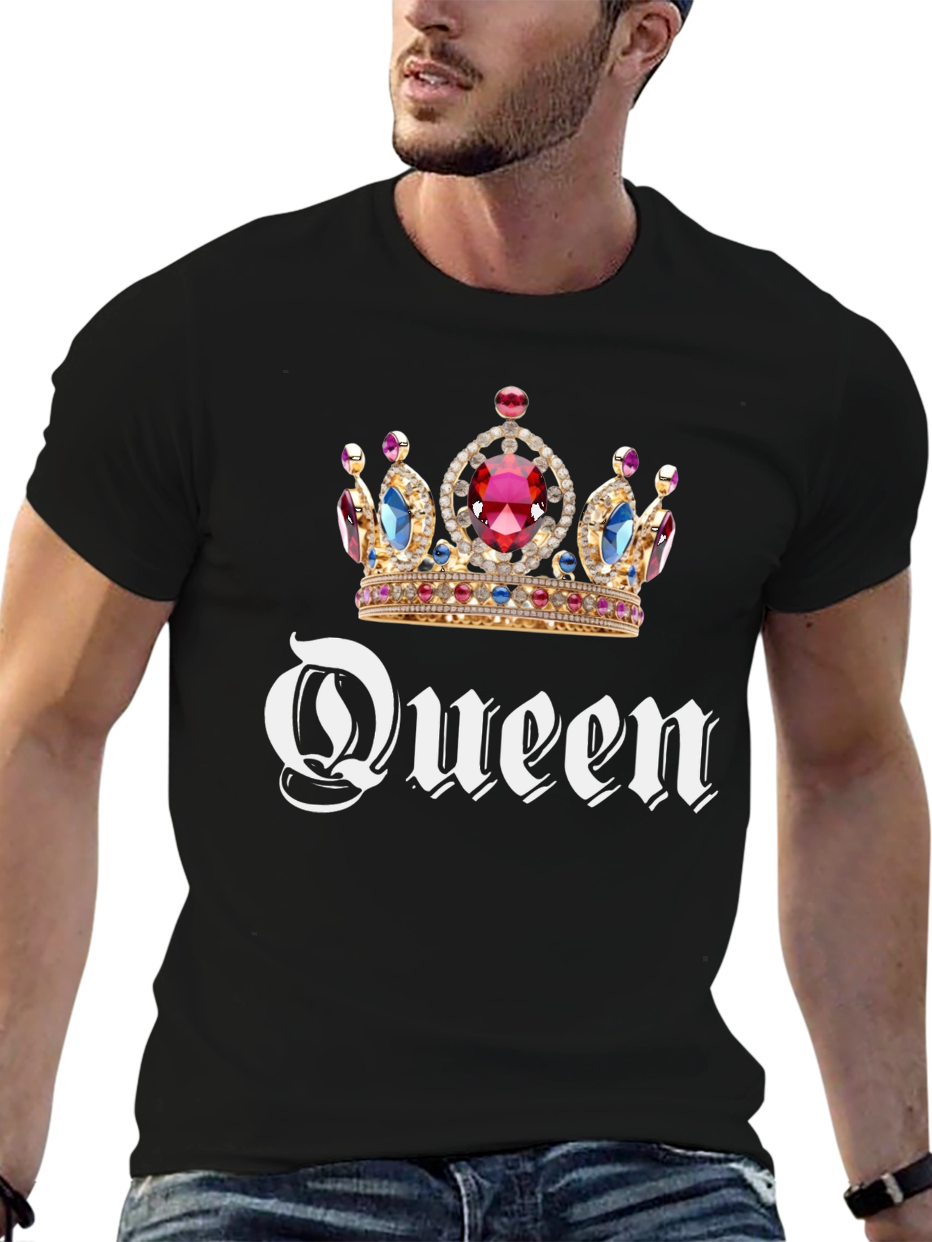 Queen Crown Graphic Tee - Black Cotton T-Shirt