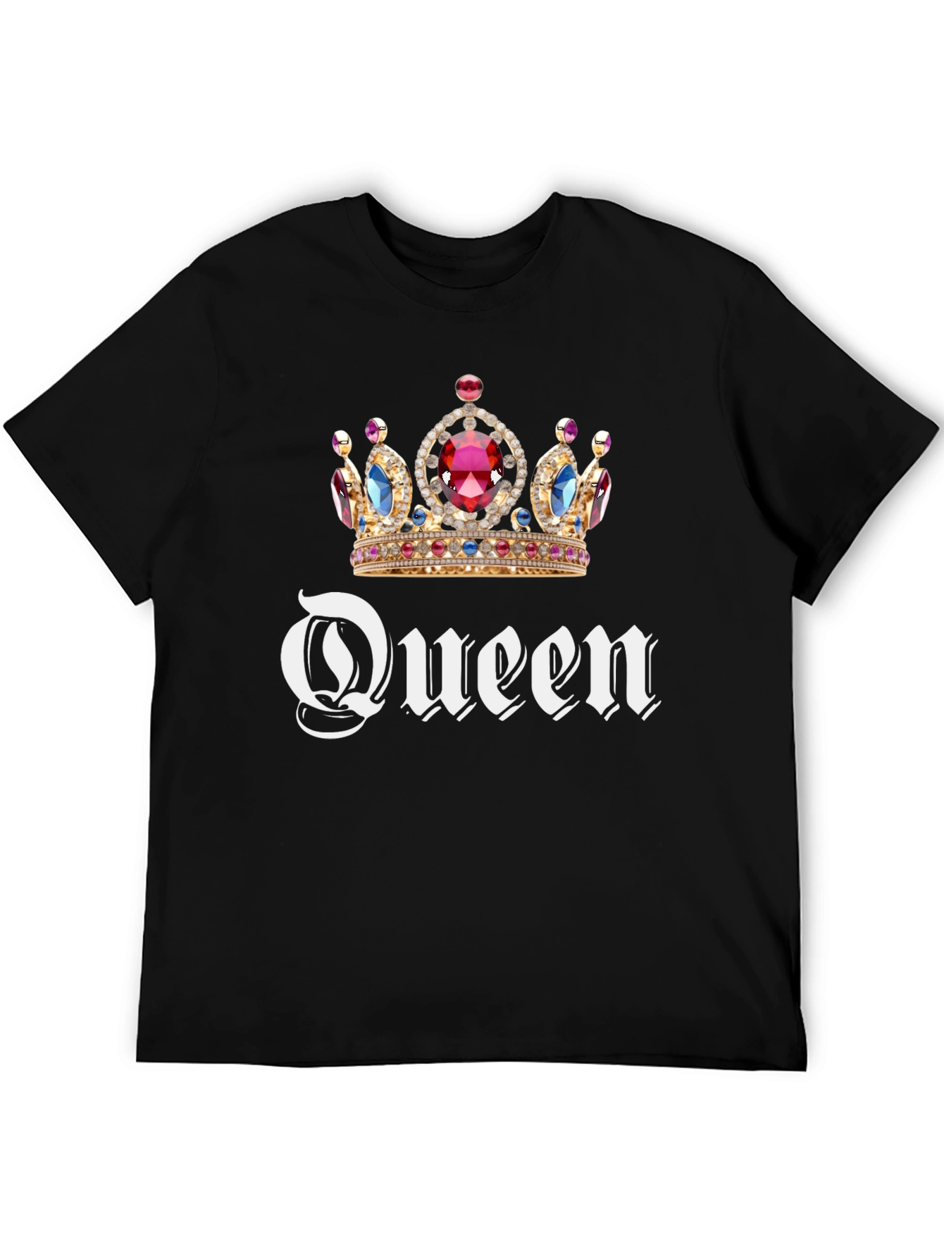 Queen Crown Graphic Tee - Black Cotton T-Shirt