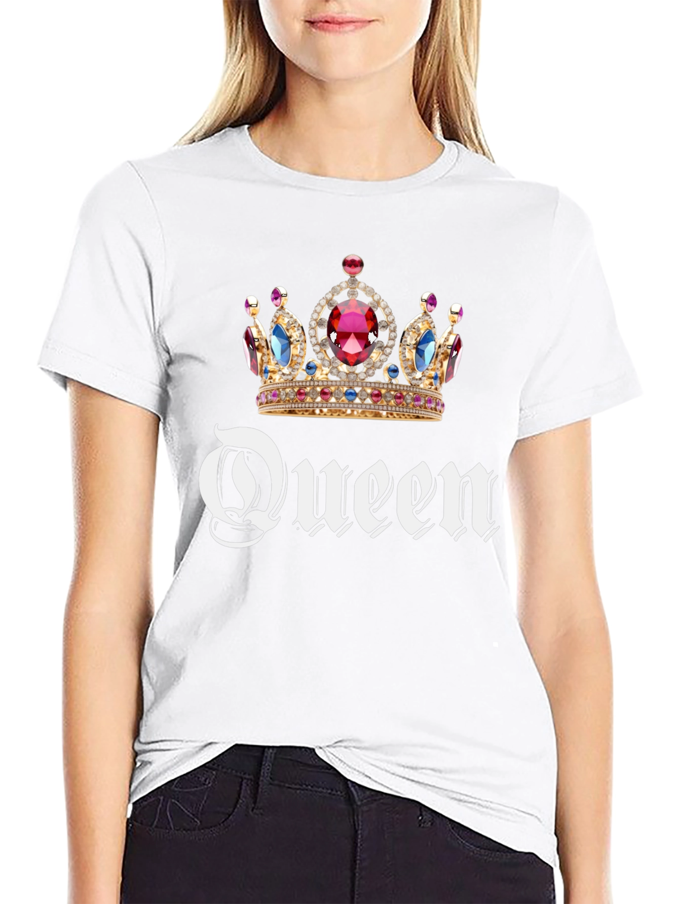 Queen Crown Graphic Tee - Black Cotton T-Shirt