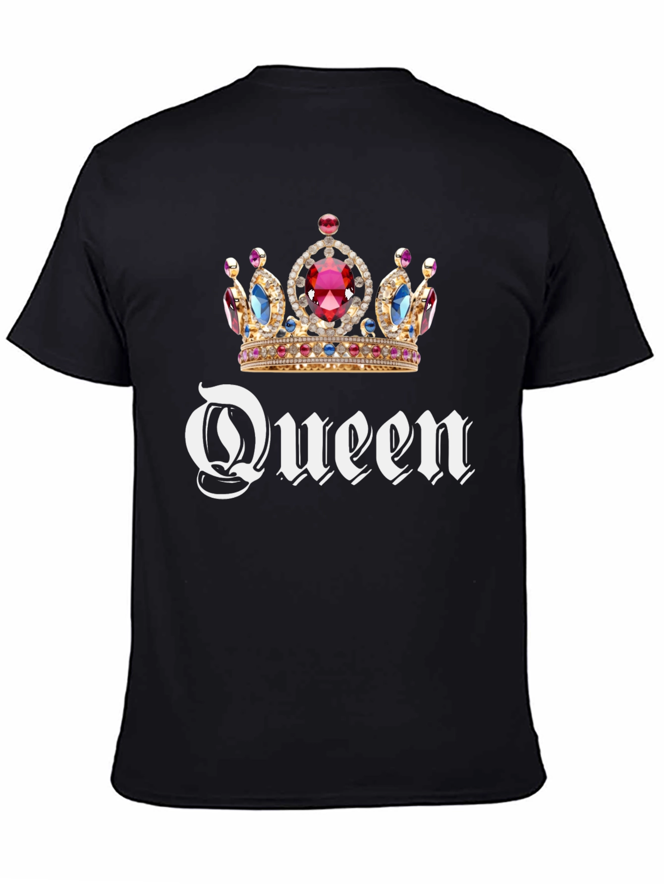 Queen Crown Graphic Tee - Black Cotton T-Shirt