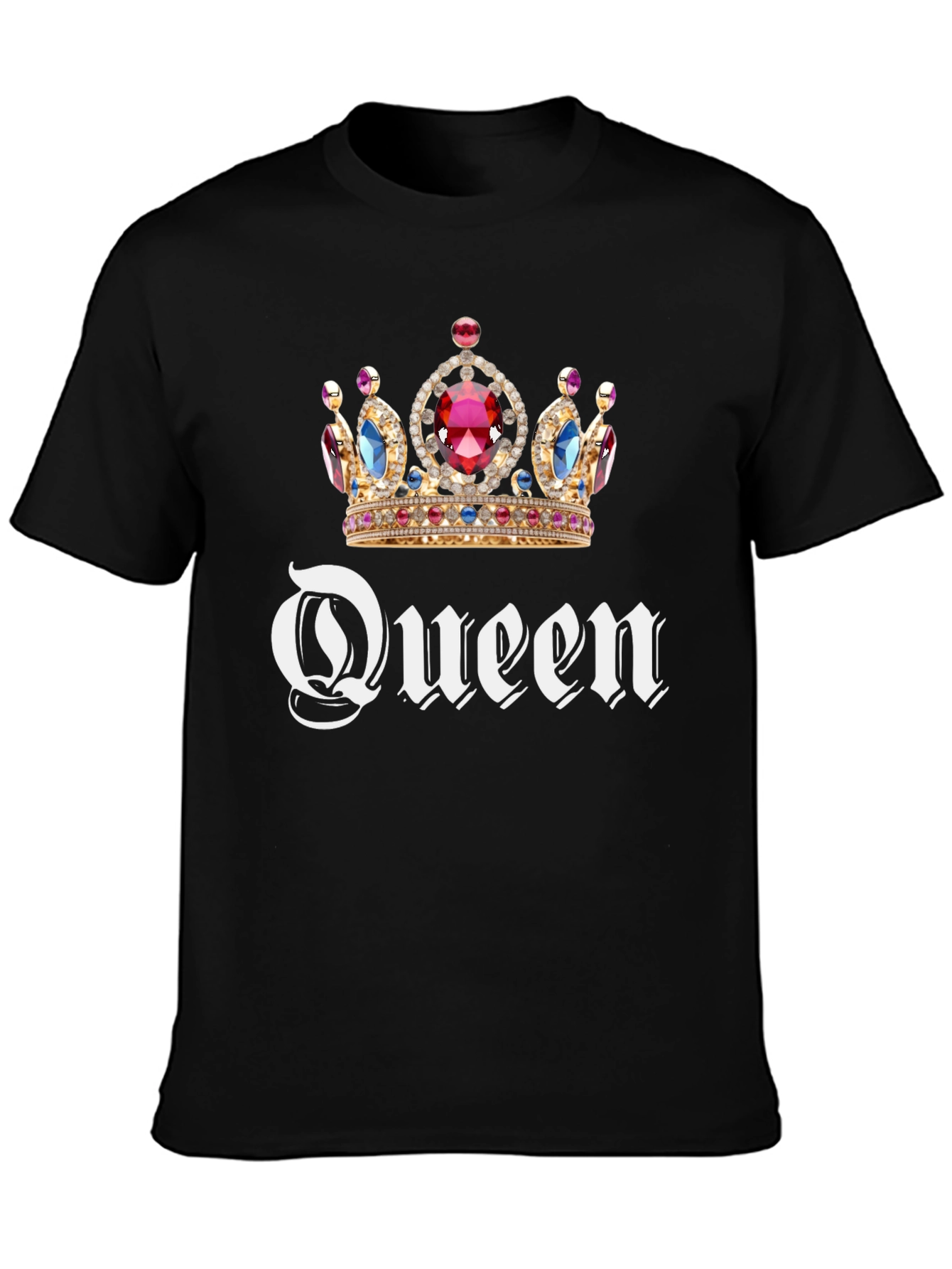 Queen Crown Graphic Tee - Black Cotton T-Shirt