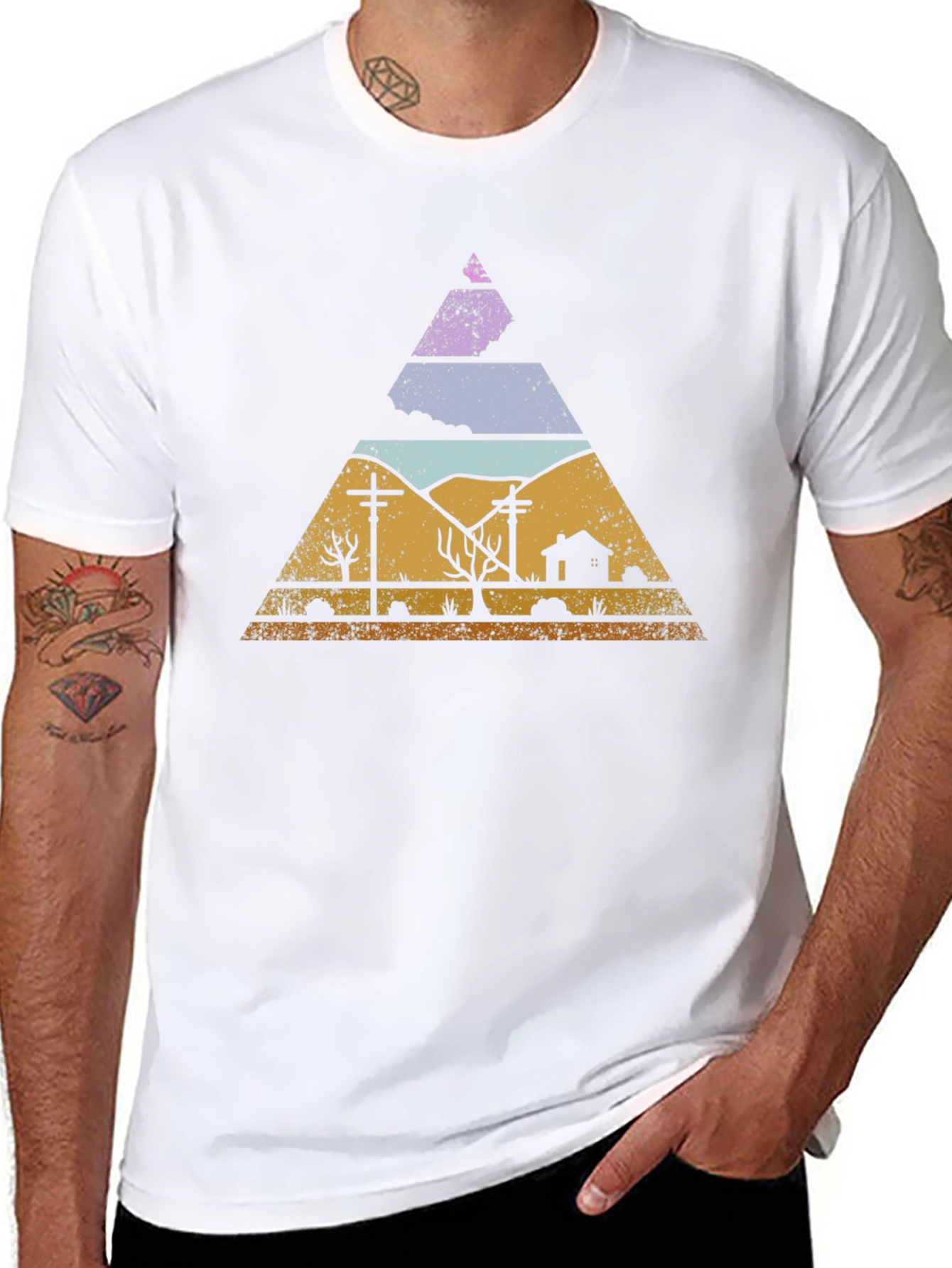 Retro Desert Landscape Triangle Graphic Tee