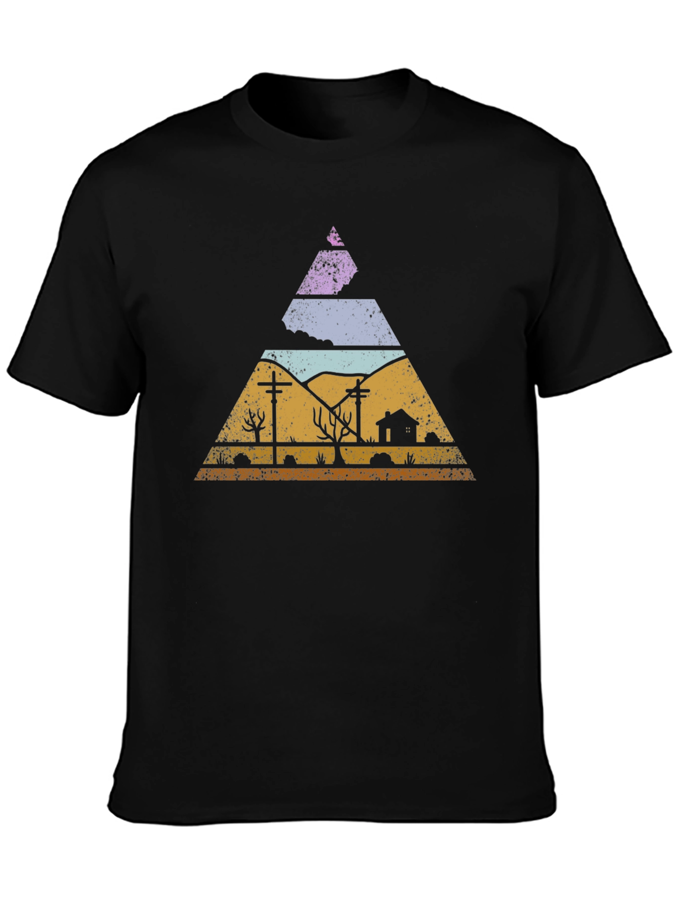 Retro Desert Landscape Triangle Graphic Tee
