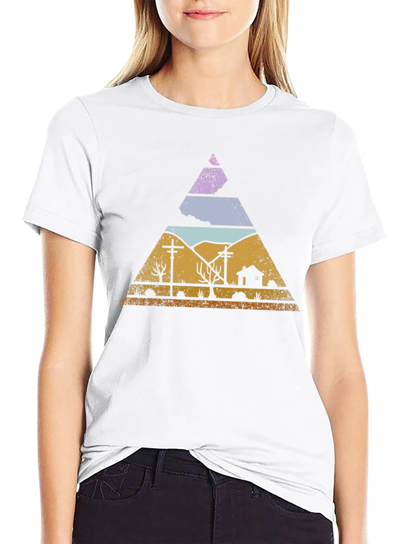 Retro Desert Landscape Triangle Graphic Tee