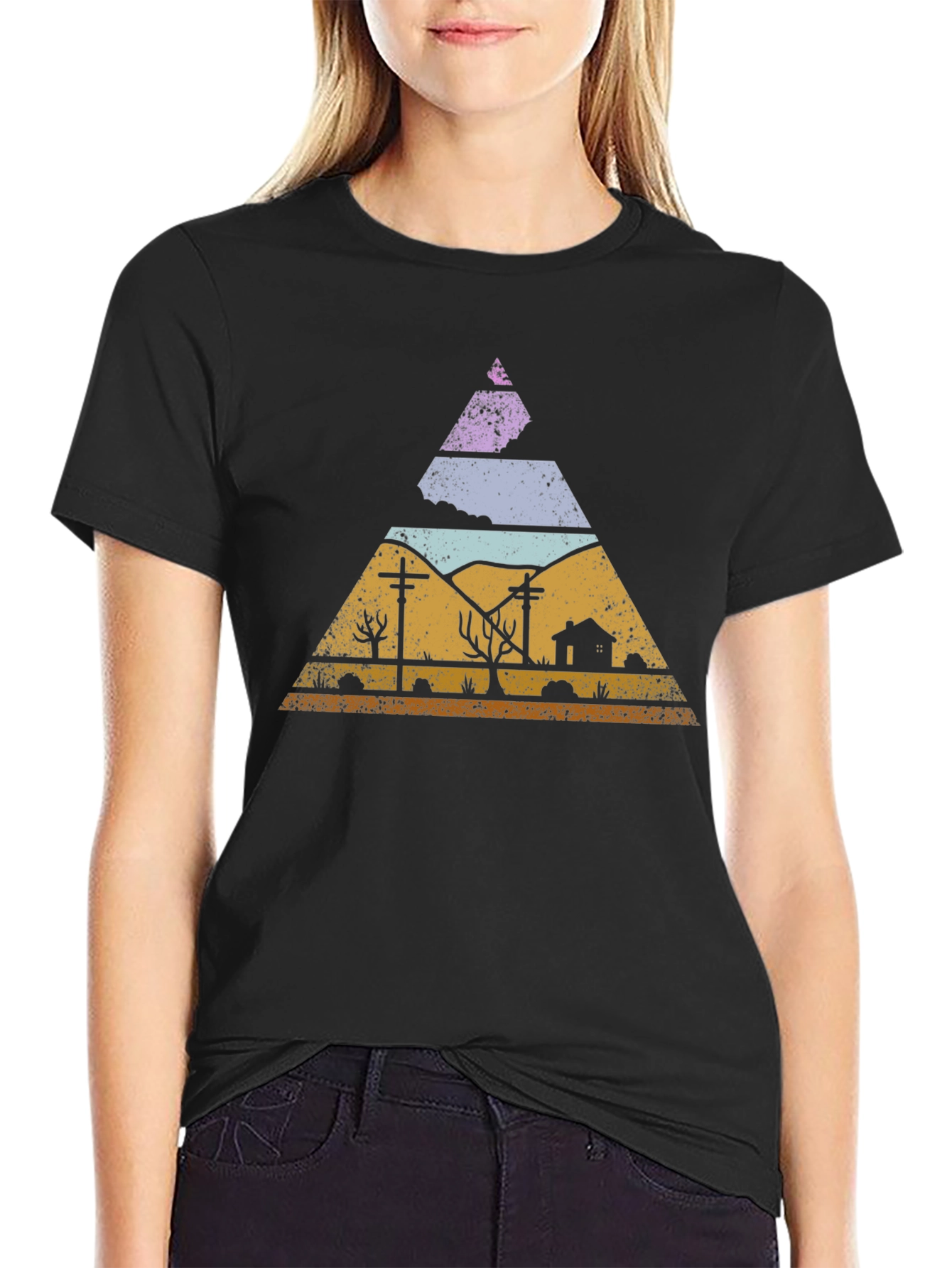 Retro Desert Landscape Triangle Graphic Tee