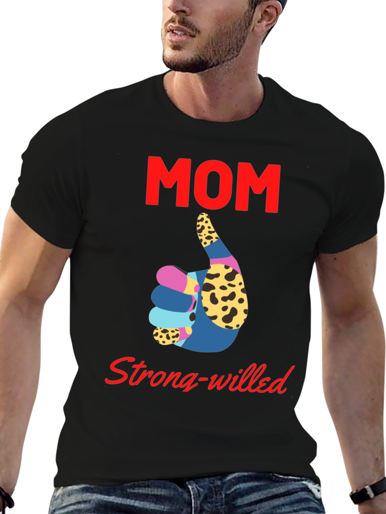 Mom Strong-Willed Black T-Shirt