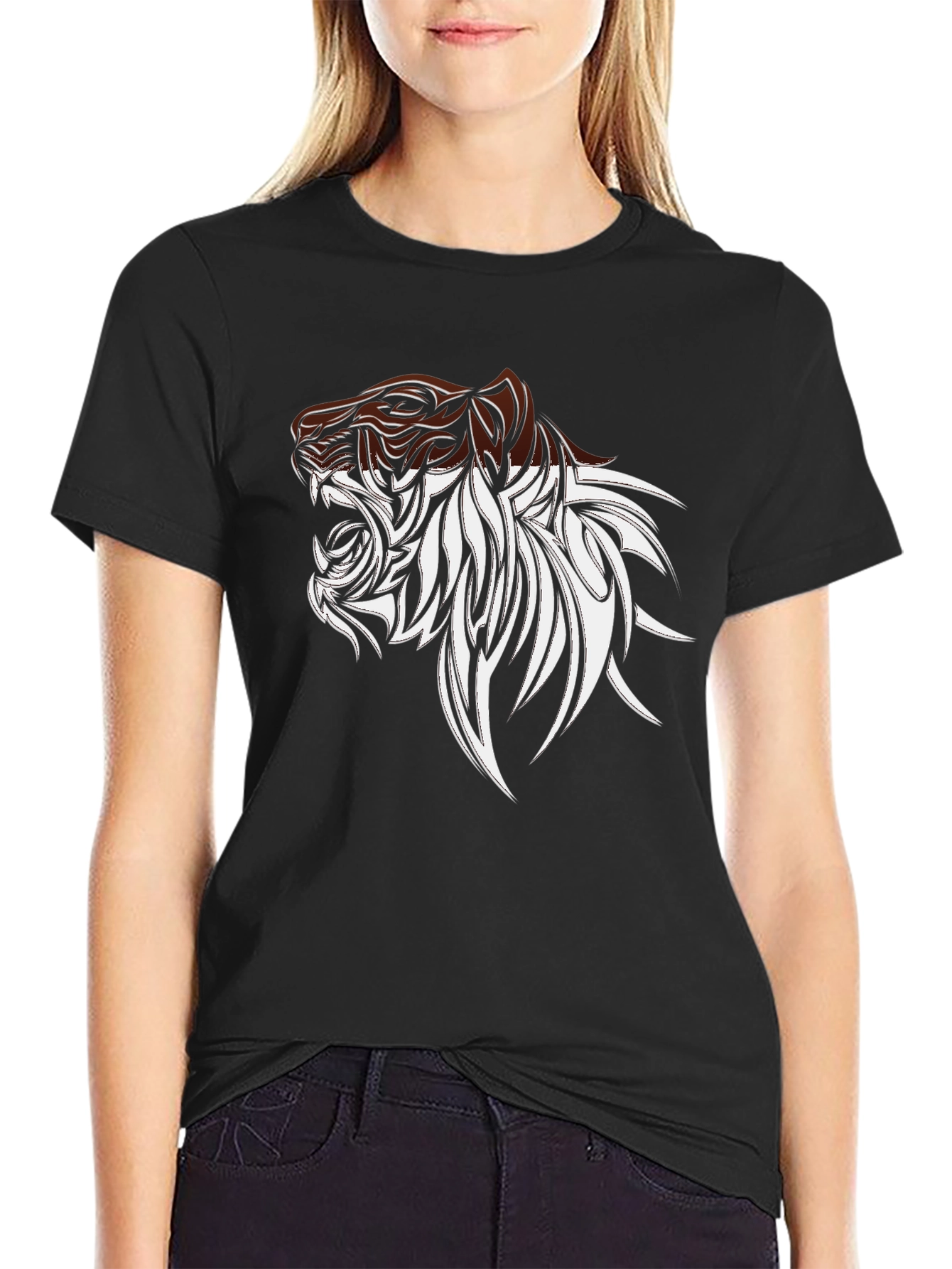 Bold Tiger Graphic Tee - Stylish Mens Black T-Shirt