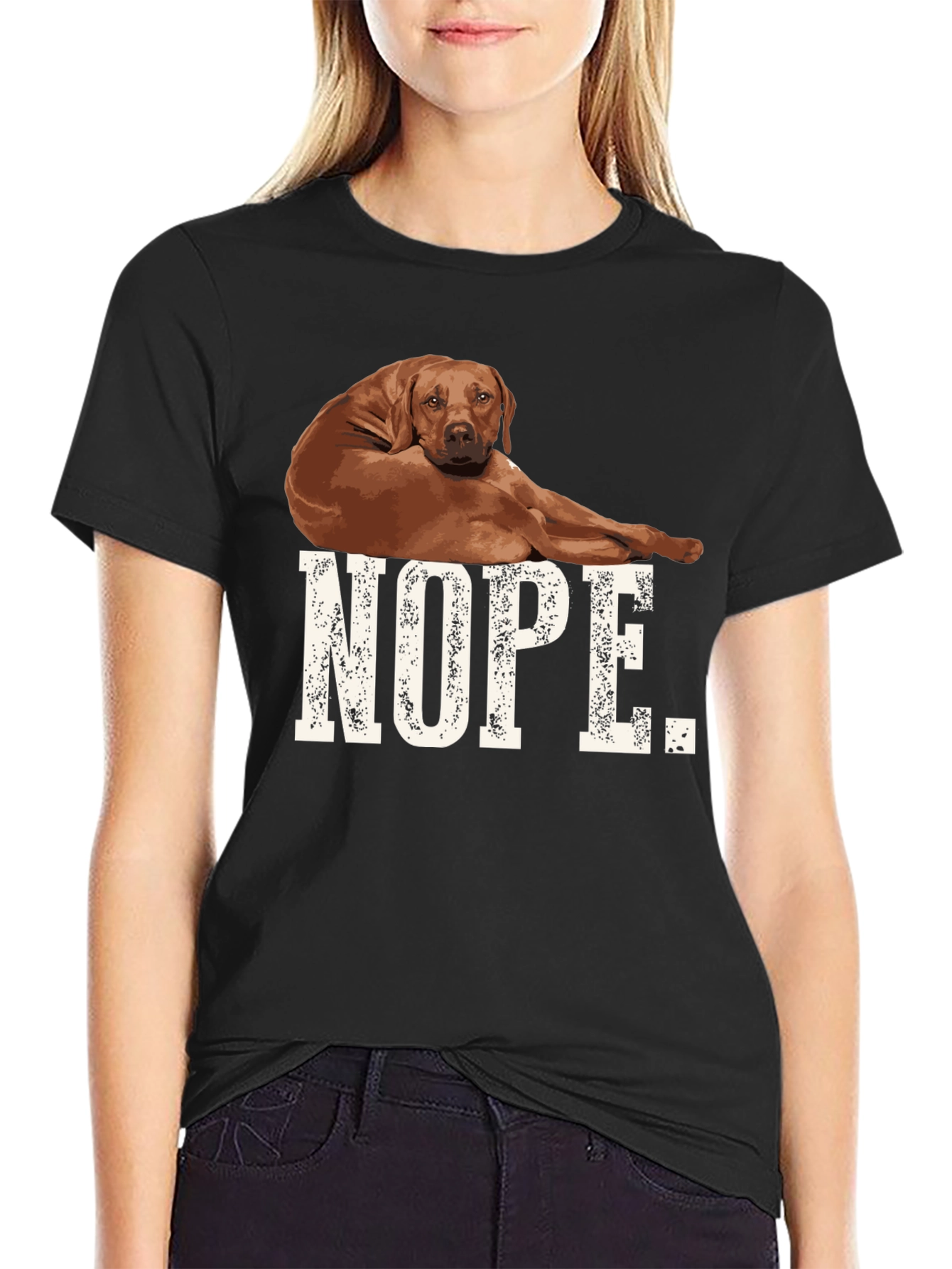 Nope Dog Graphic T-Shirt Black