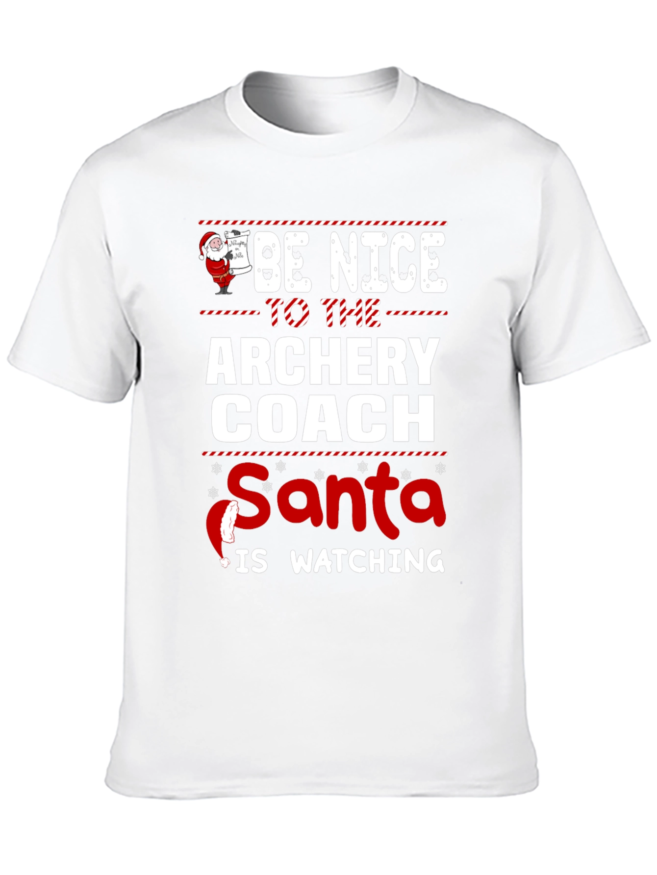 Archery Coach Santa T-Shirt - Be Nice Holiday Tee