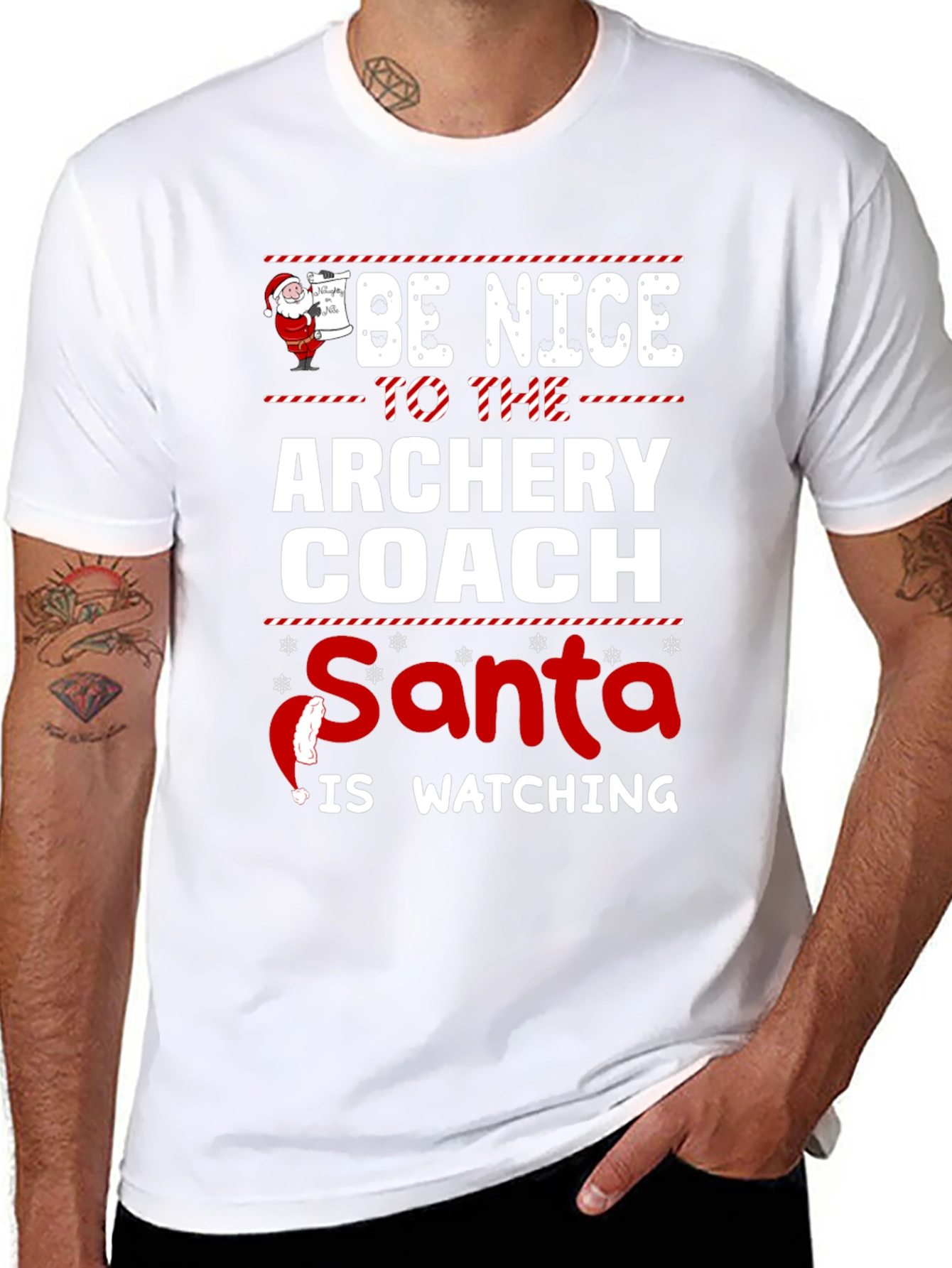 Archery Coach Santa T-Shirt - Be Nice Holiday Tee