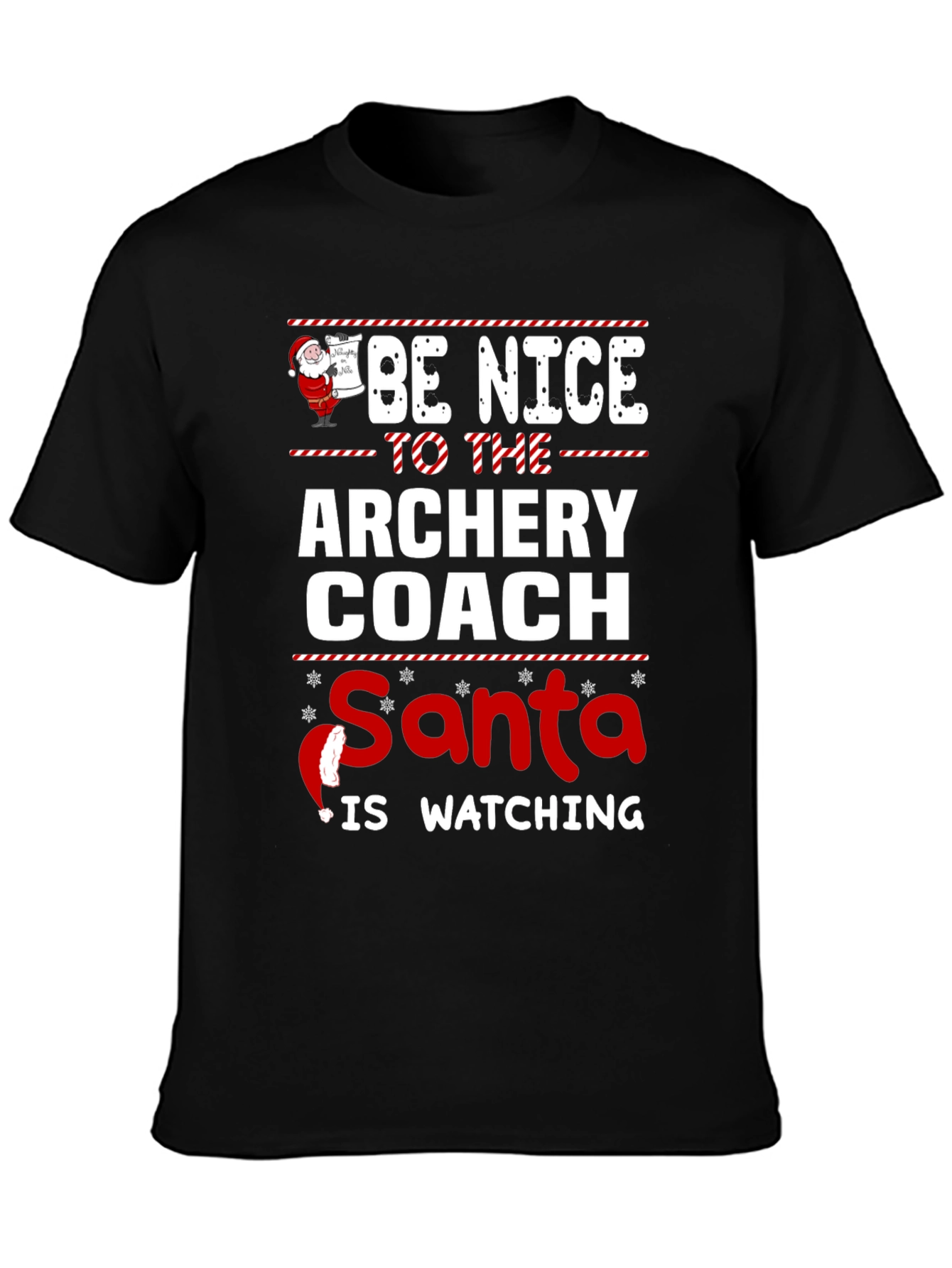 Archery Coach Santa T-Shirt - Be Nice Holiday Tee