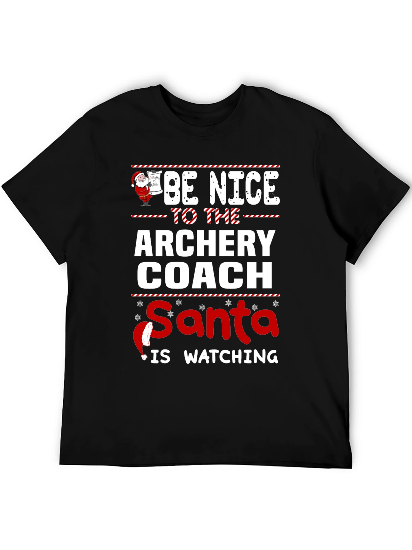 Archery Coach Santa T-Shirt - Be Nice Holiday Tee