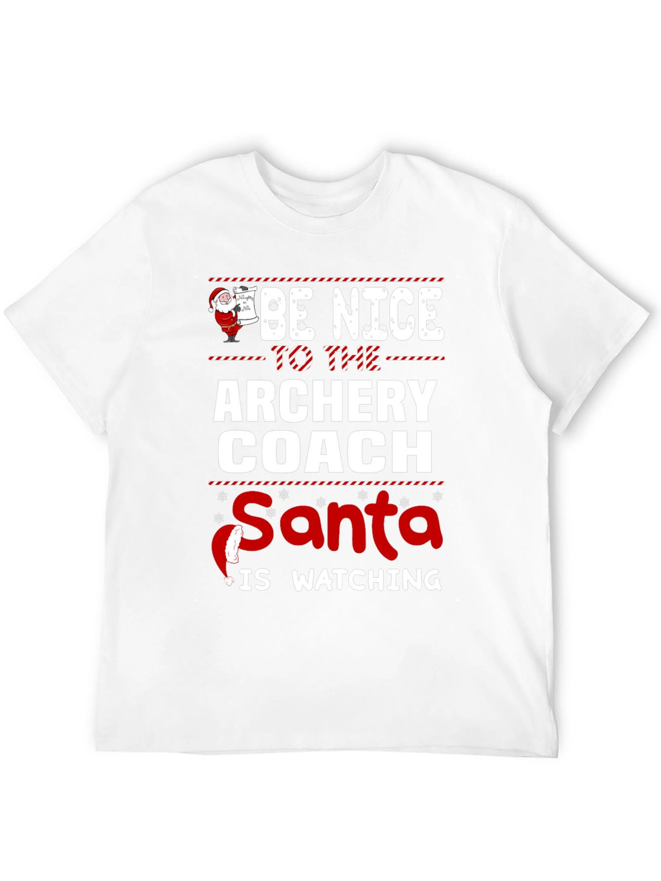 Archery Coach Santa T-Shirt - Be Nice Holiday Tee