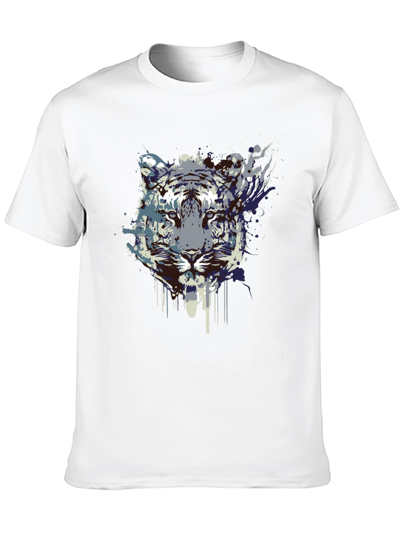 Abstract Tiger Graphic Tee - Black Cotton Blend