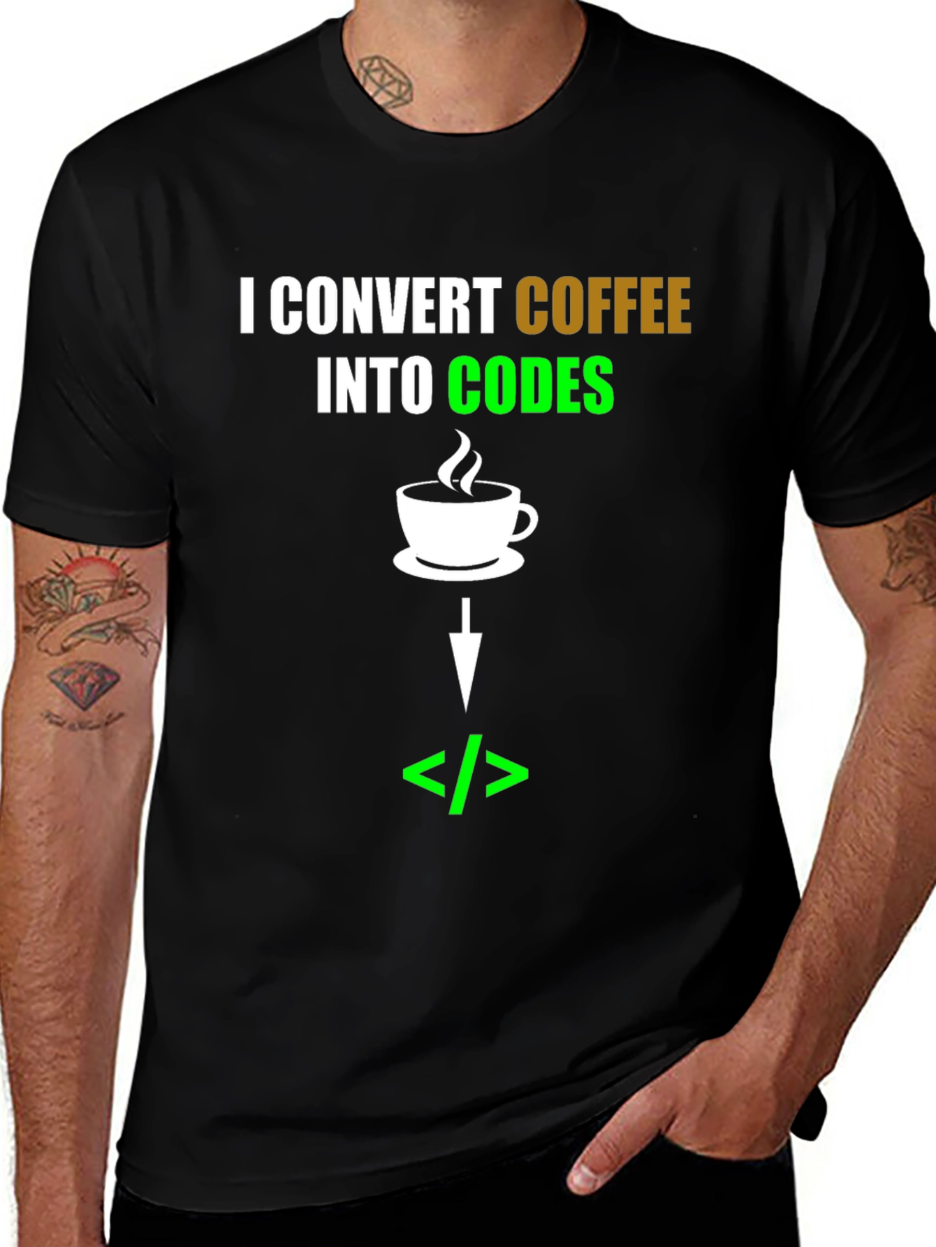 Coffee to Code Converter T-Shirt - Programmer Gift