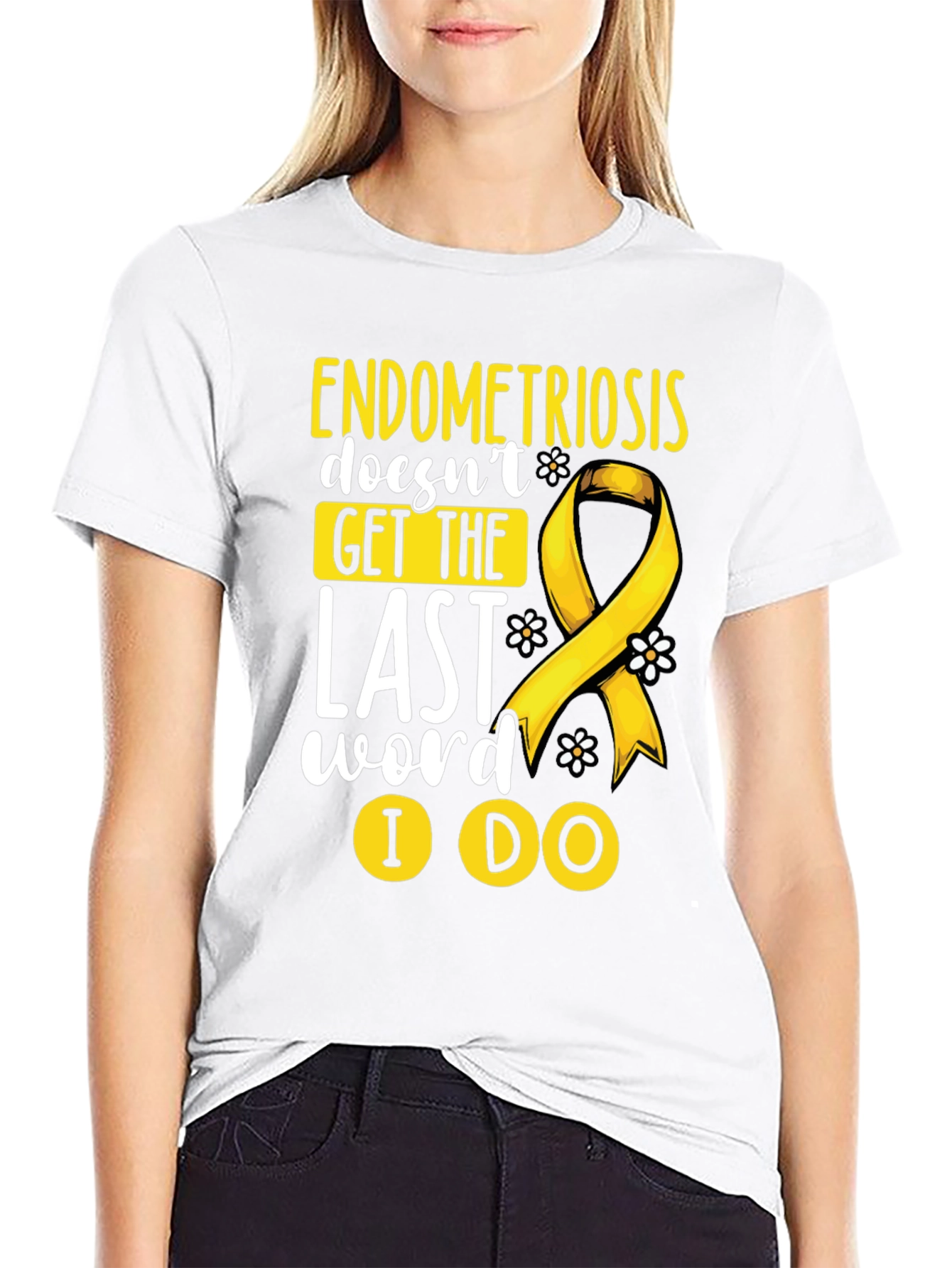 Endometriosis Awareness T-Shirt Yellow Ribbon