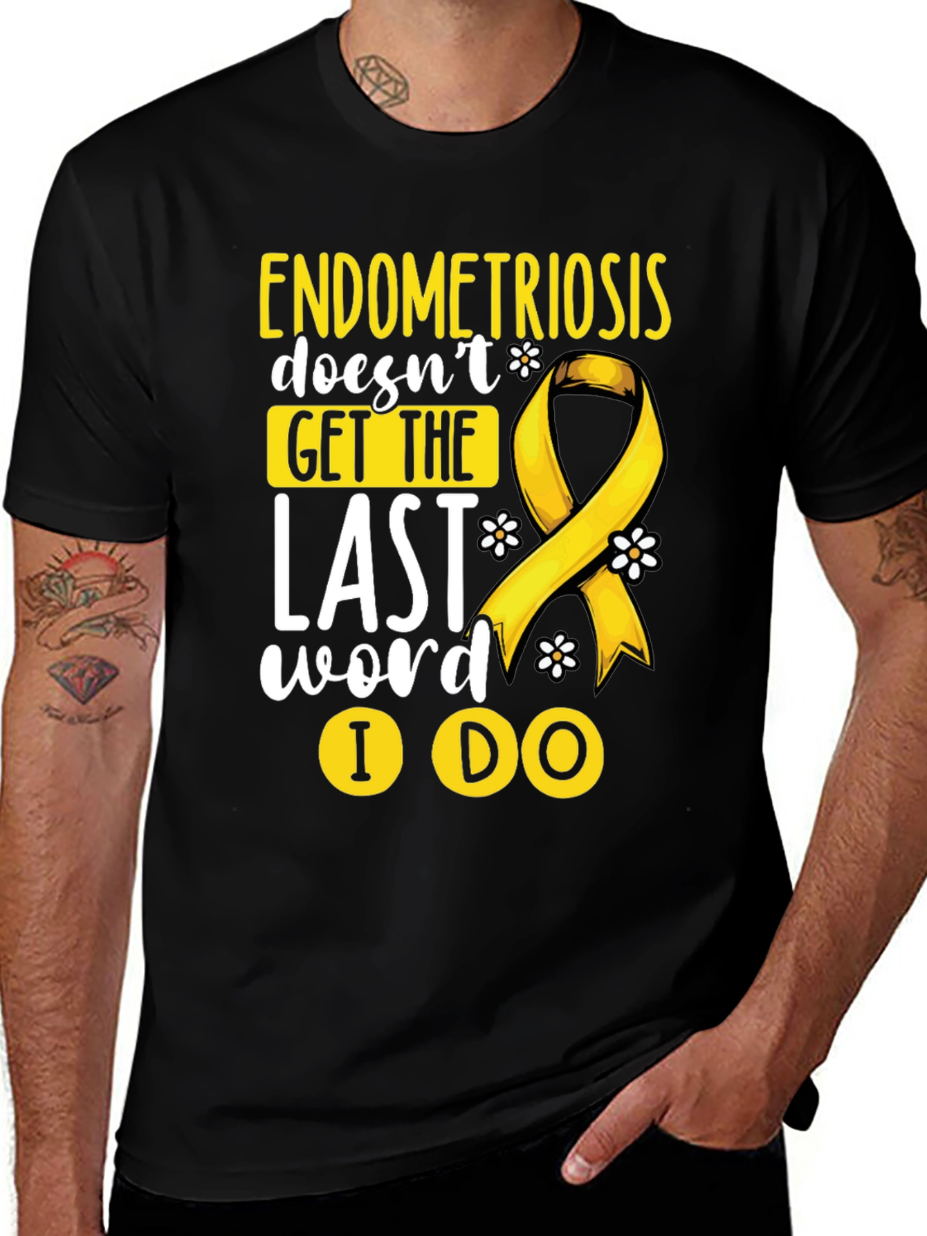 Endometriosis Awareness T-Shirt Yellow Ribbon
