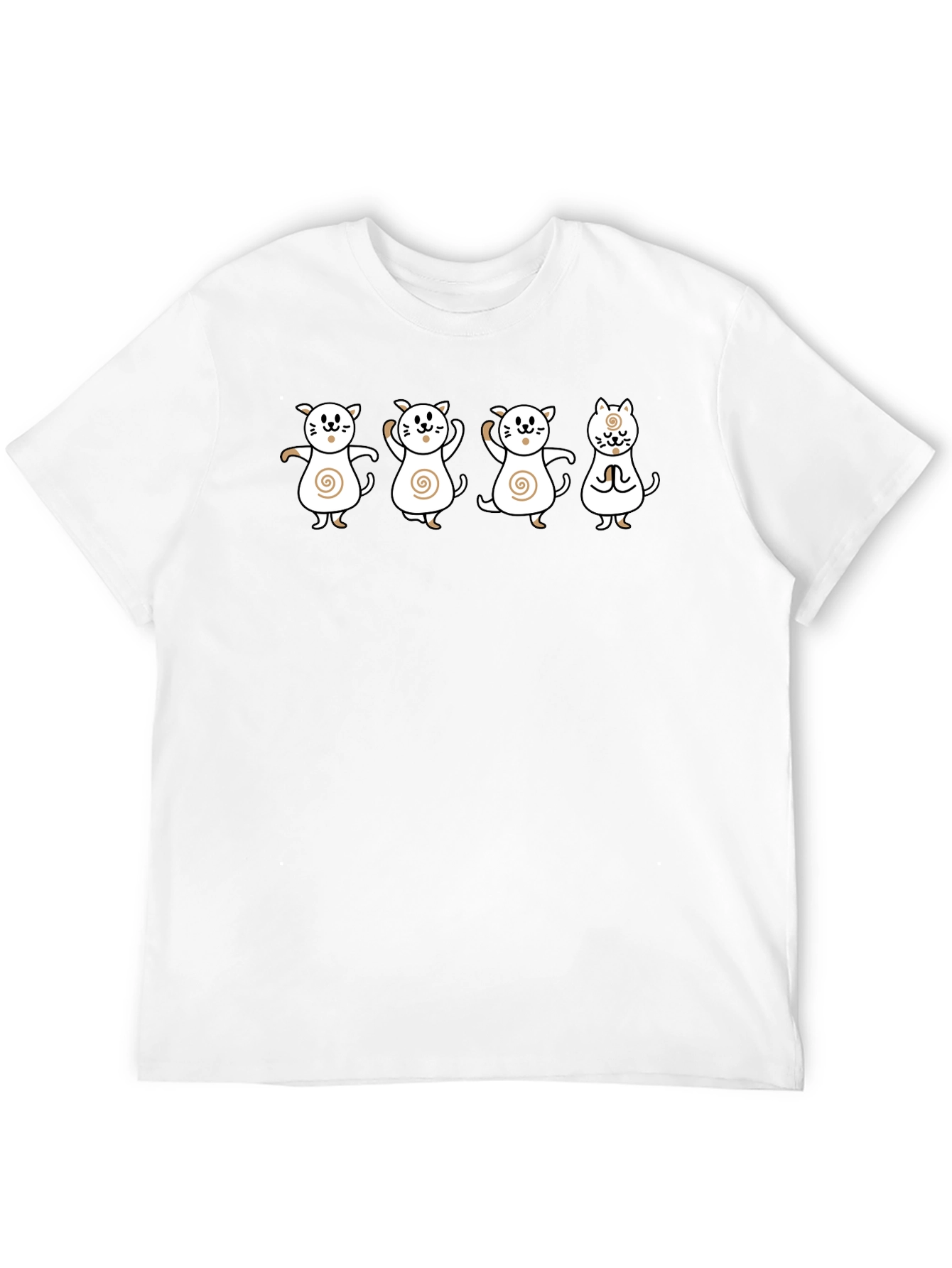 Cute Cat Cartoon Graphic Print Black Tee