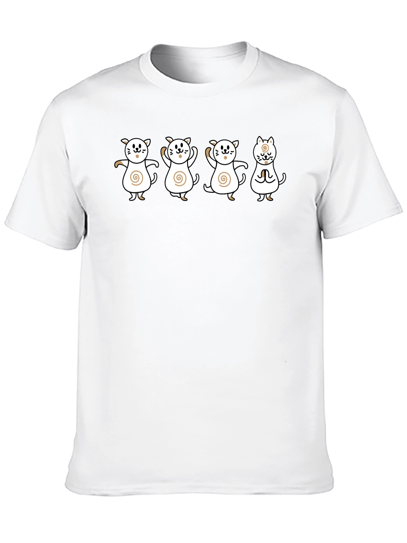 Cute Cat Cartoon Graphic Print Black Tee
