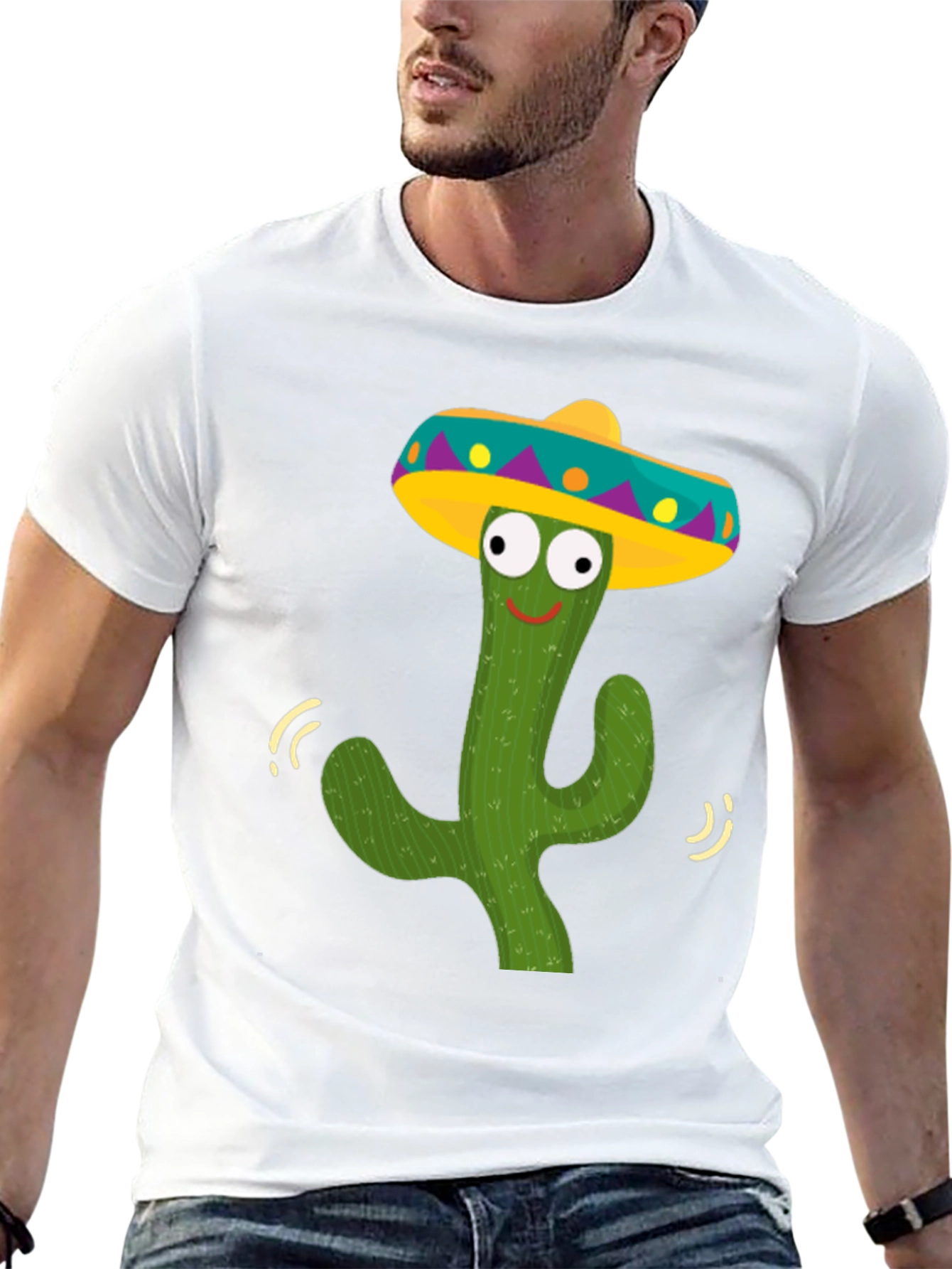 Funny Cactus Sombrero Graphic Tee - Fiesta Ready!