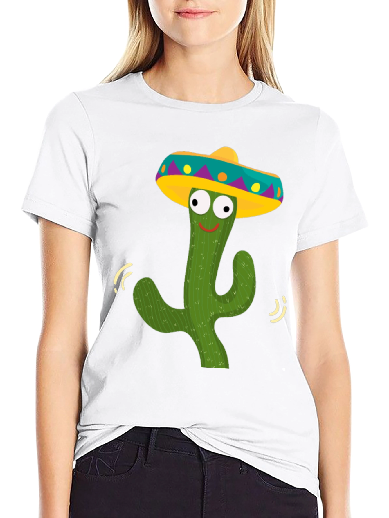 Funny Cactus Sombrero Graphic Tee - Fiesta Ready!