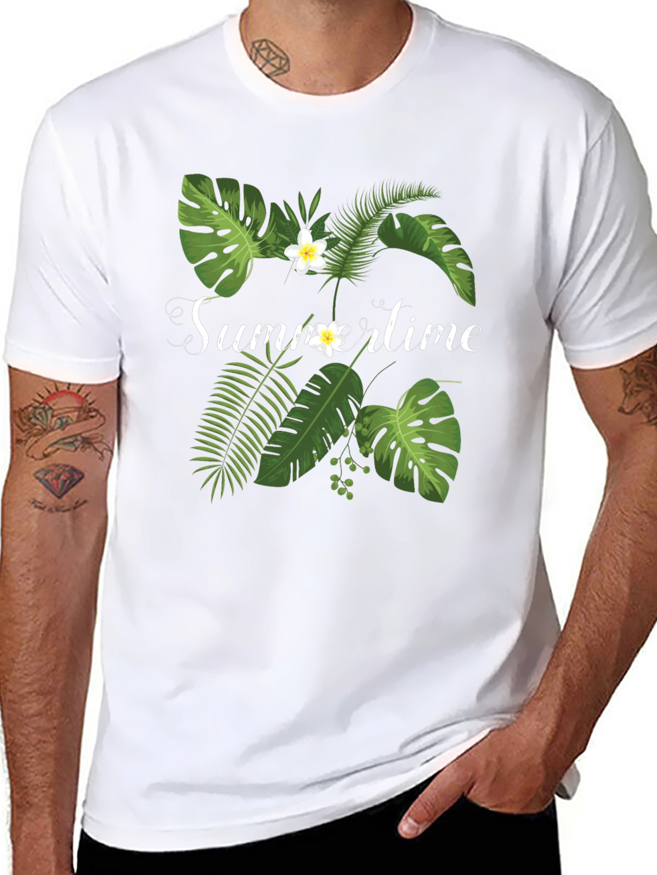 Tropical Summertime Graphic Black Tee