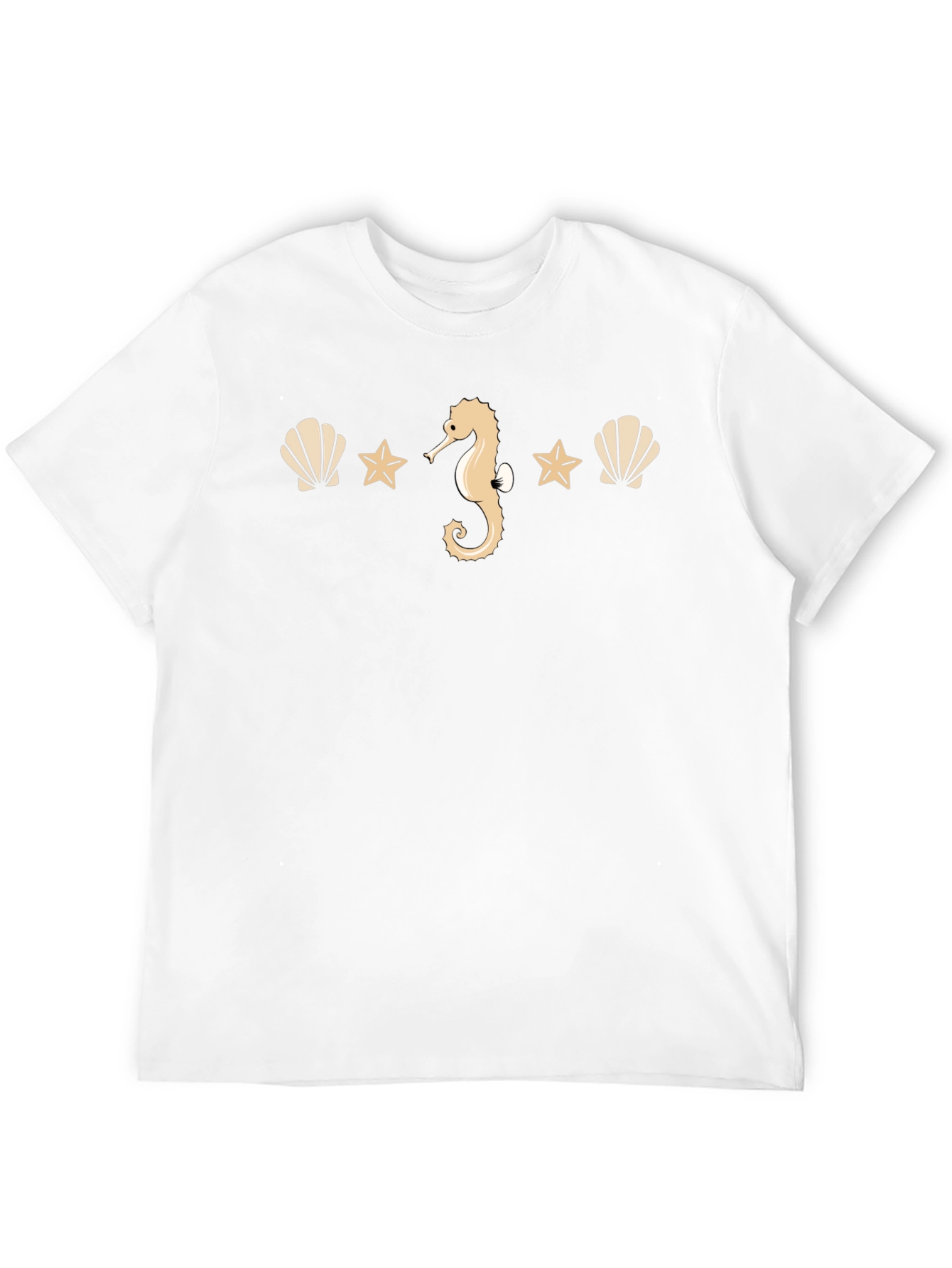 Beach Theme Tee: Seashells Stars & Seahorse Design