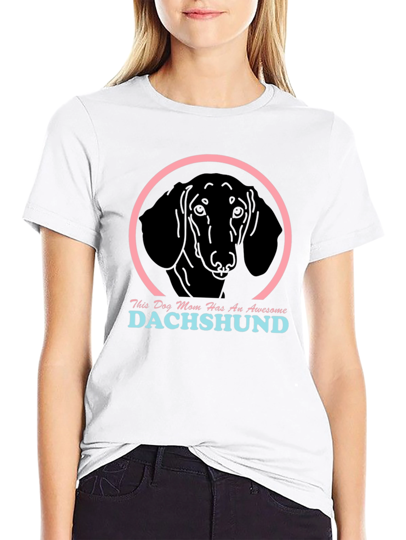 Dachshund Mom Graphic Tee - Black Cotton Shirt