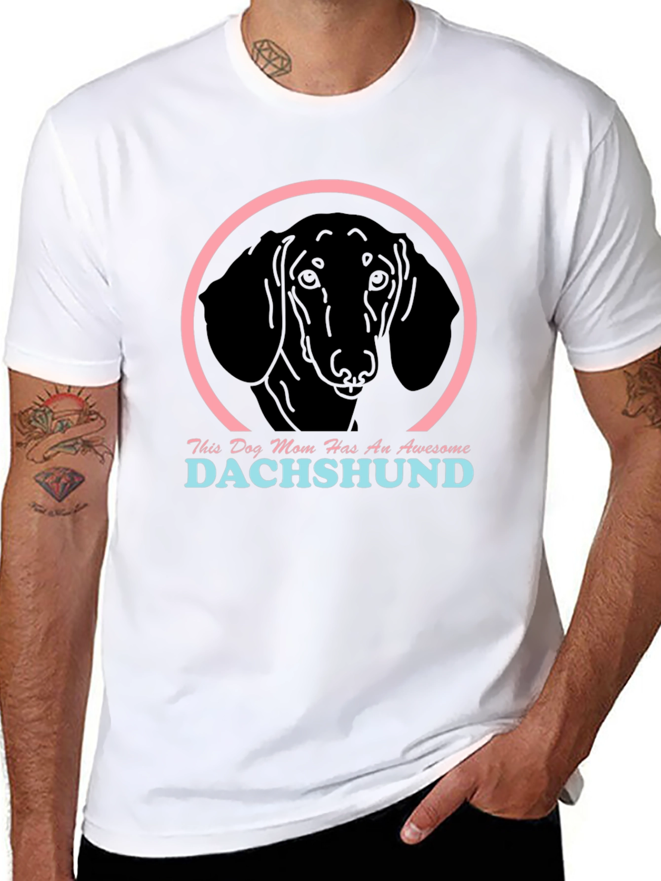 Dachshund Mom Graphic Tee - Black Cotton Shirt