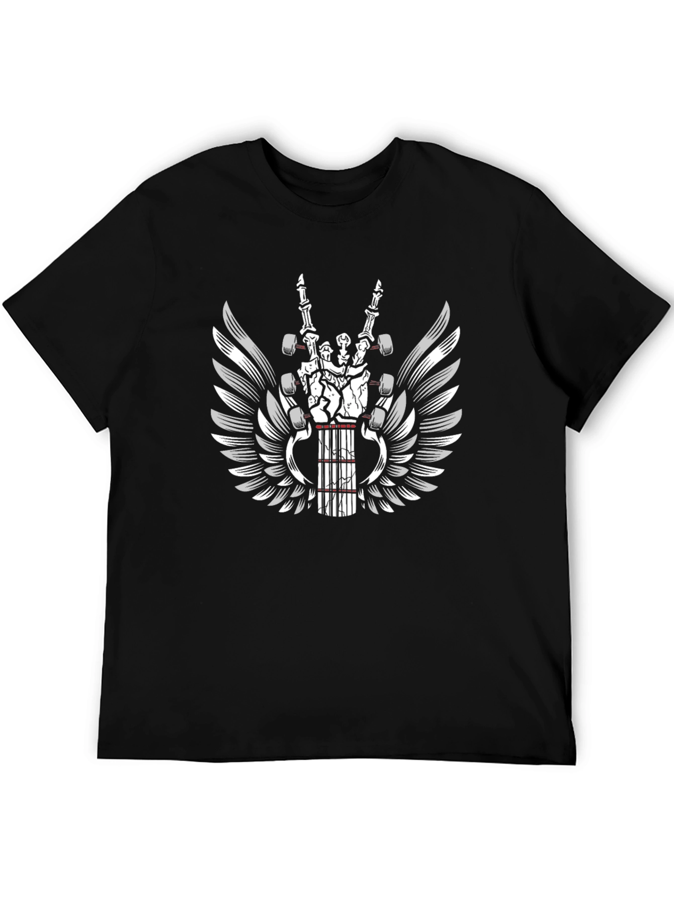 Rock Hand Guitar Wings Graphic T-Shirt