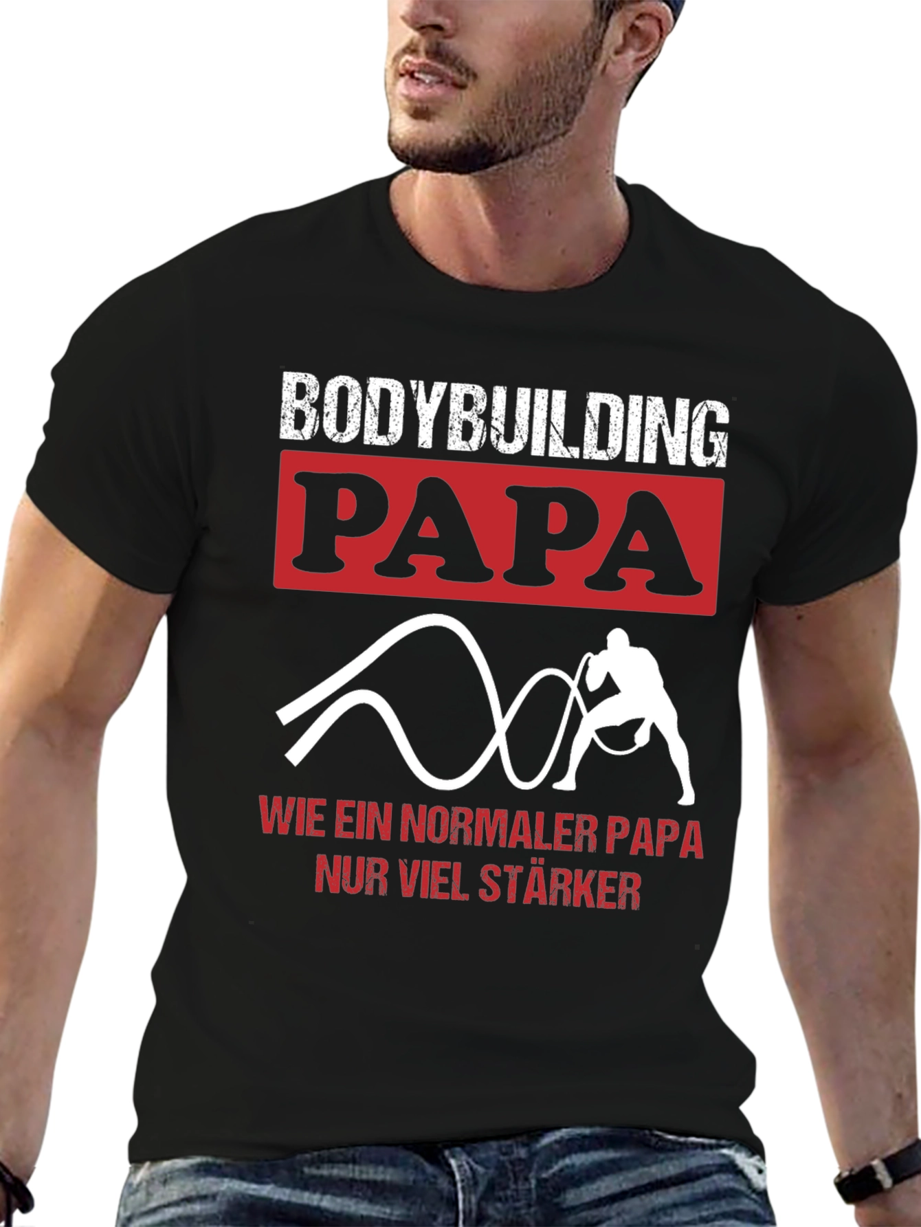Bodybuilding Papa T-Shirt - Strong Dad Workout Tee