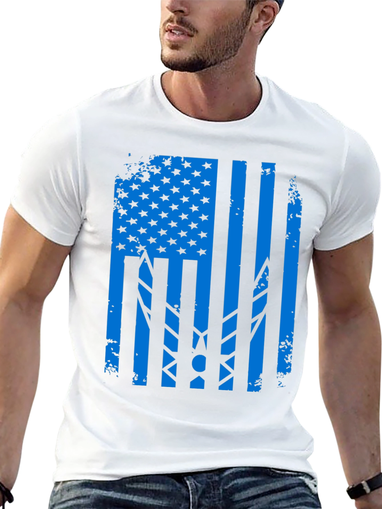 Distressed USA Air Force Flag Graphic T-Shirt
