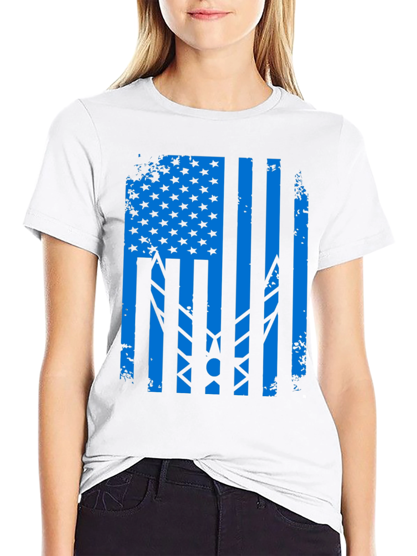 Distressed USA Air Force Flag Graphic T-Shirt