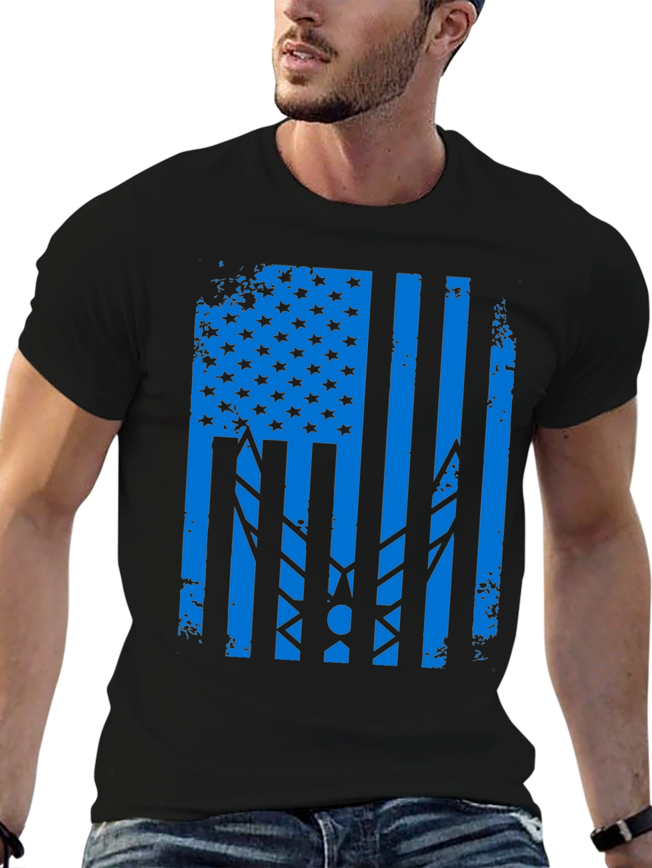 Distressed USA Air Force Flag Graphic T-Shirt