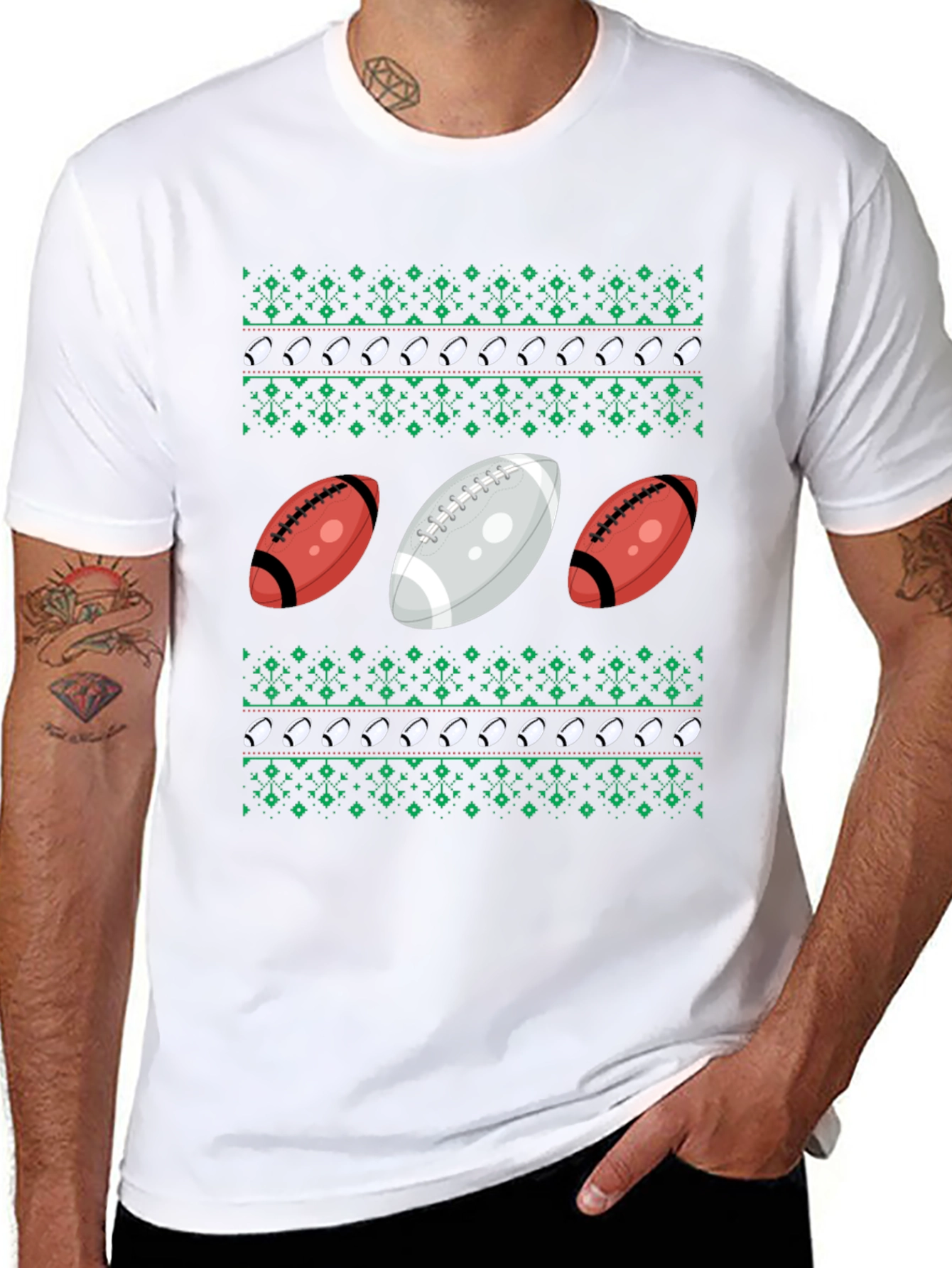 Festive Football Patterned T-Shirt