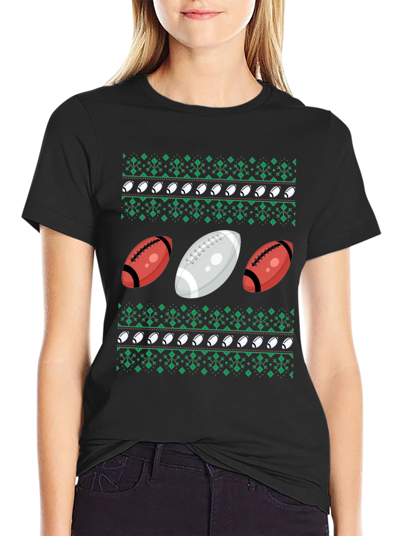 Festive Football Patterned T-Shirt