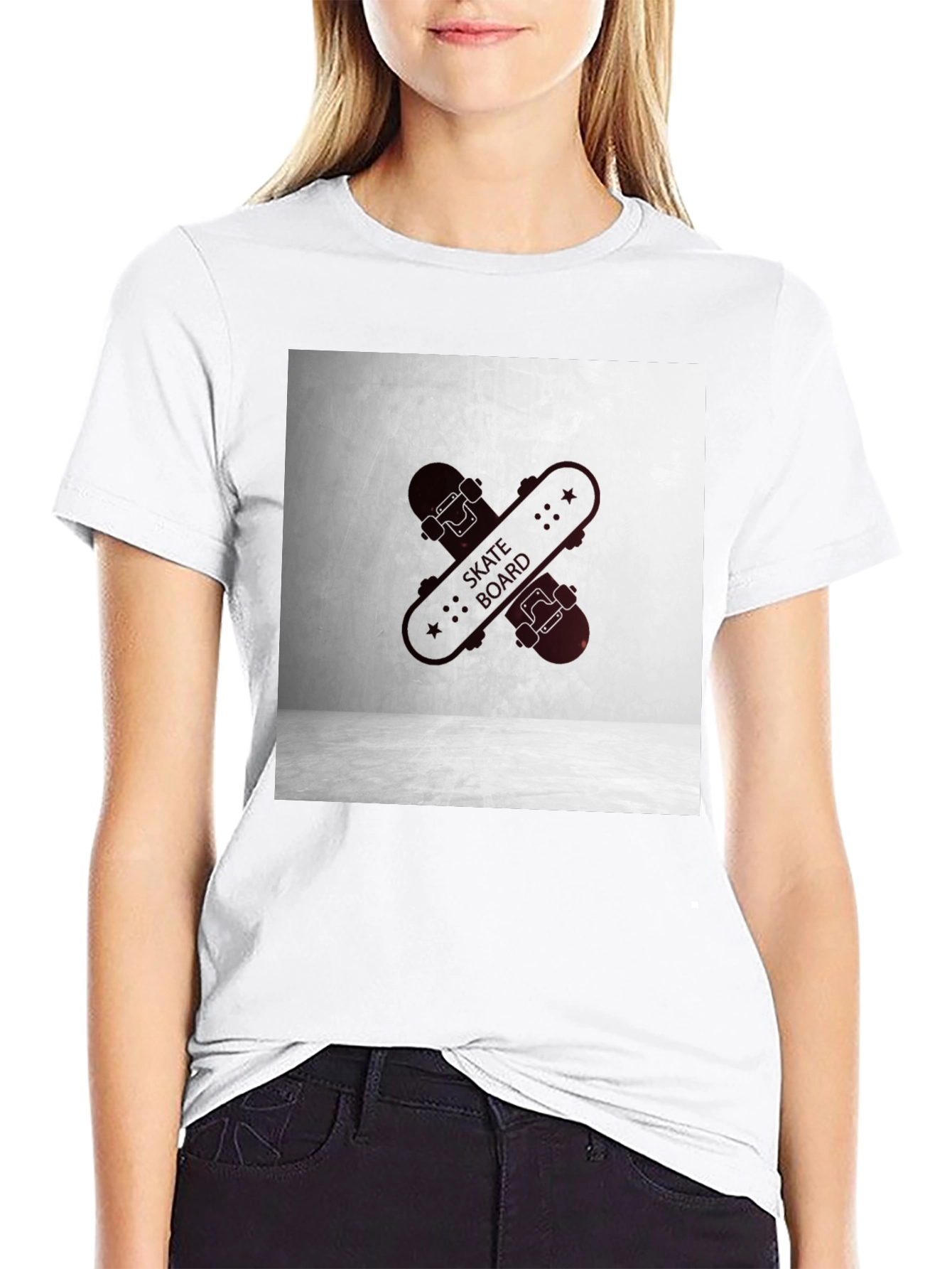 Black Skateboard Graphic Tee - Casual Streetwear Style