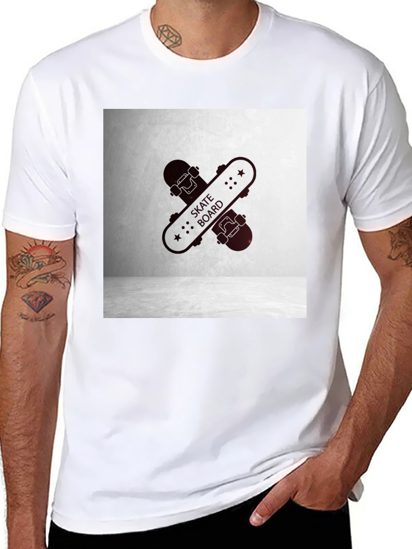 Black Skateboard Graphic Tee - Casual Streetwear Style
