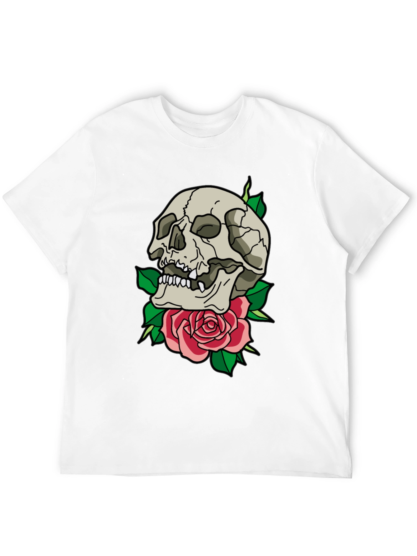 Skull & Rose Graphic T-Shirt - Trendy Casual Tee