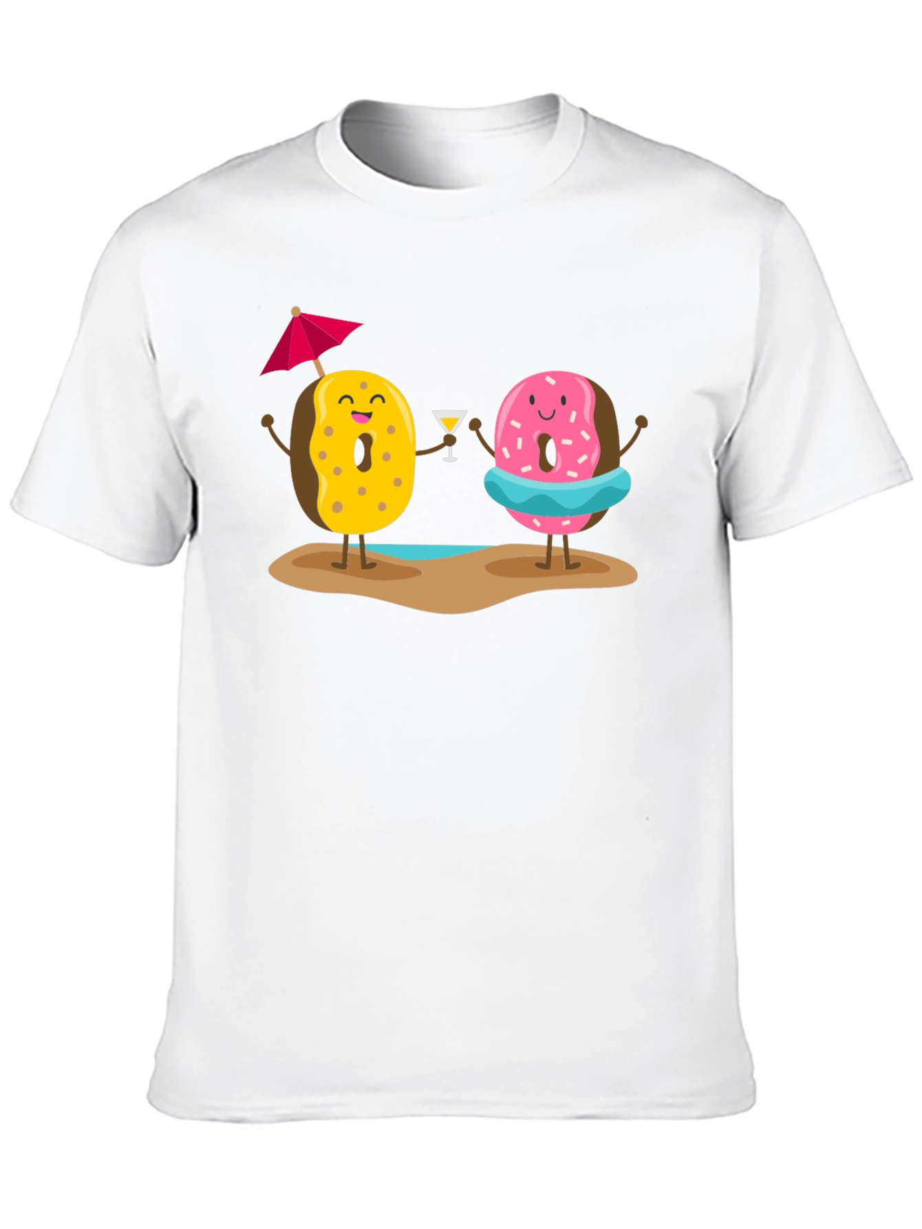 Donut Beach T-Shirt: Fun Summer Cartoon Graphic Tee