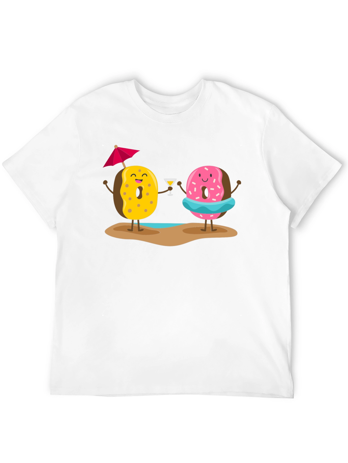 Donut Beach T-Shirt: Fun Summer Cartoon Graphic Tee