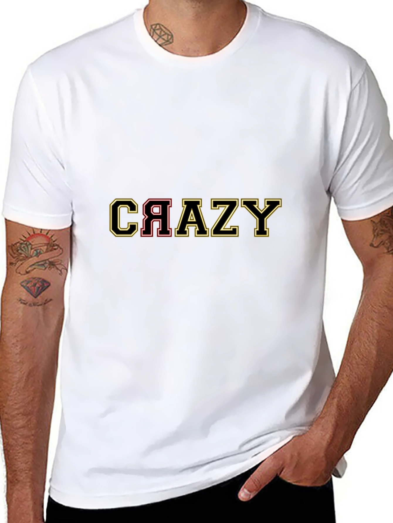 Crazy Graphic Print Black T-Shirt