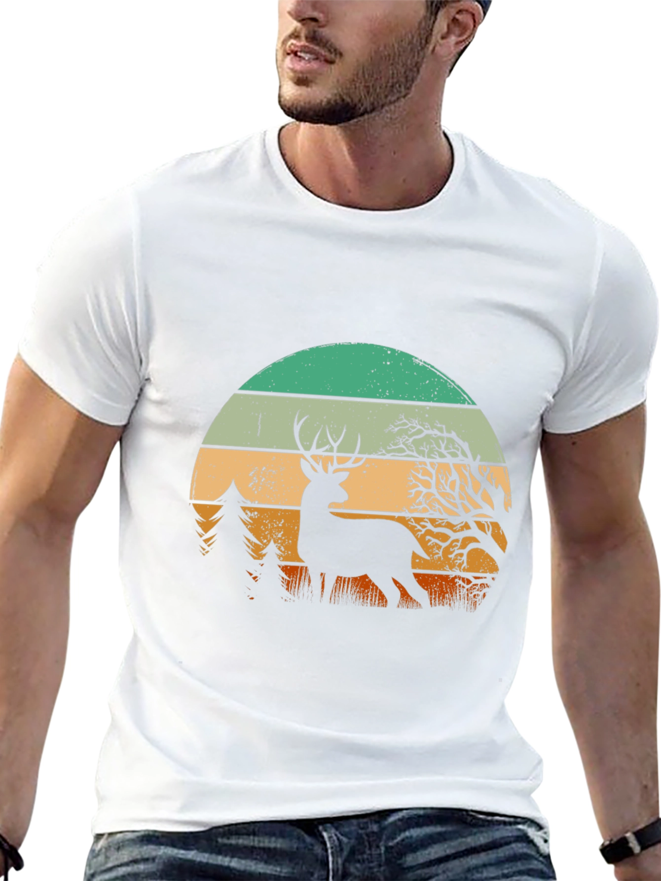 Retro Deer Sunset Graphic Tee