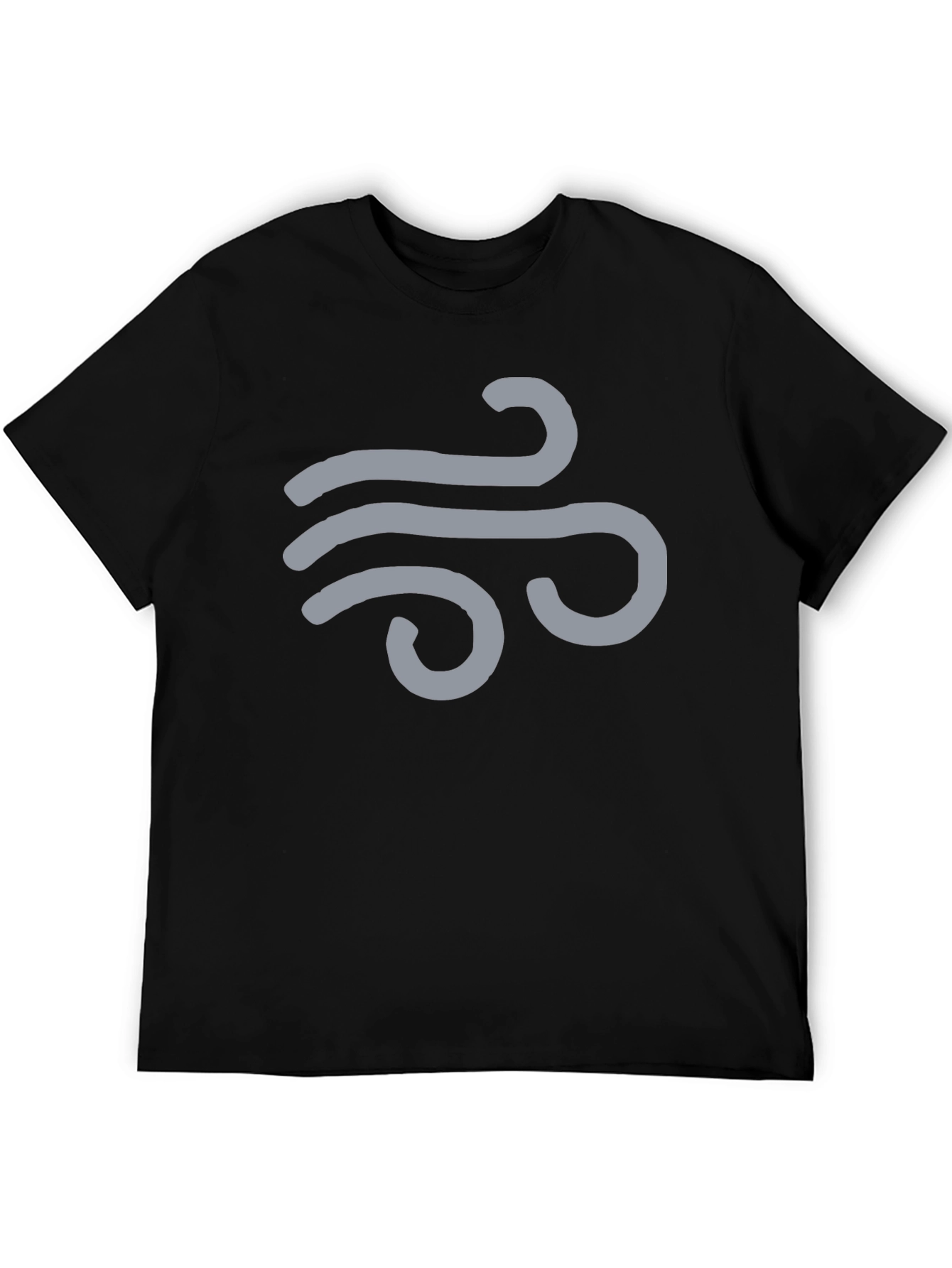 Mens Black T-Shirt with Wind Symbol Design