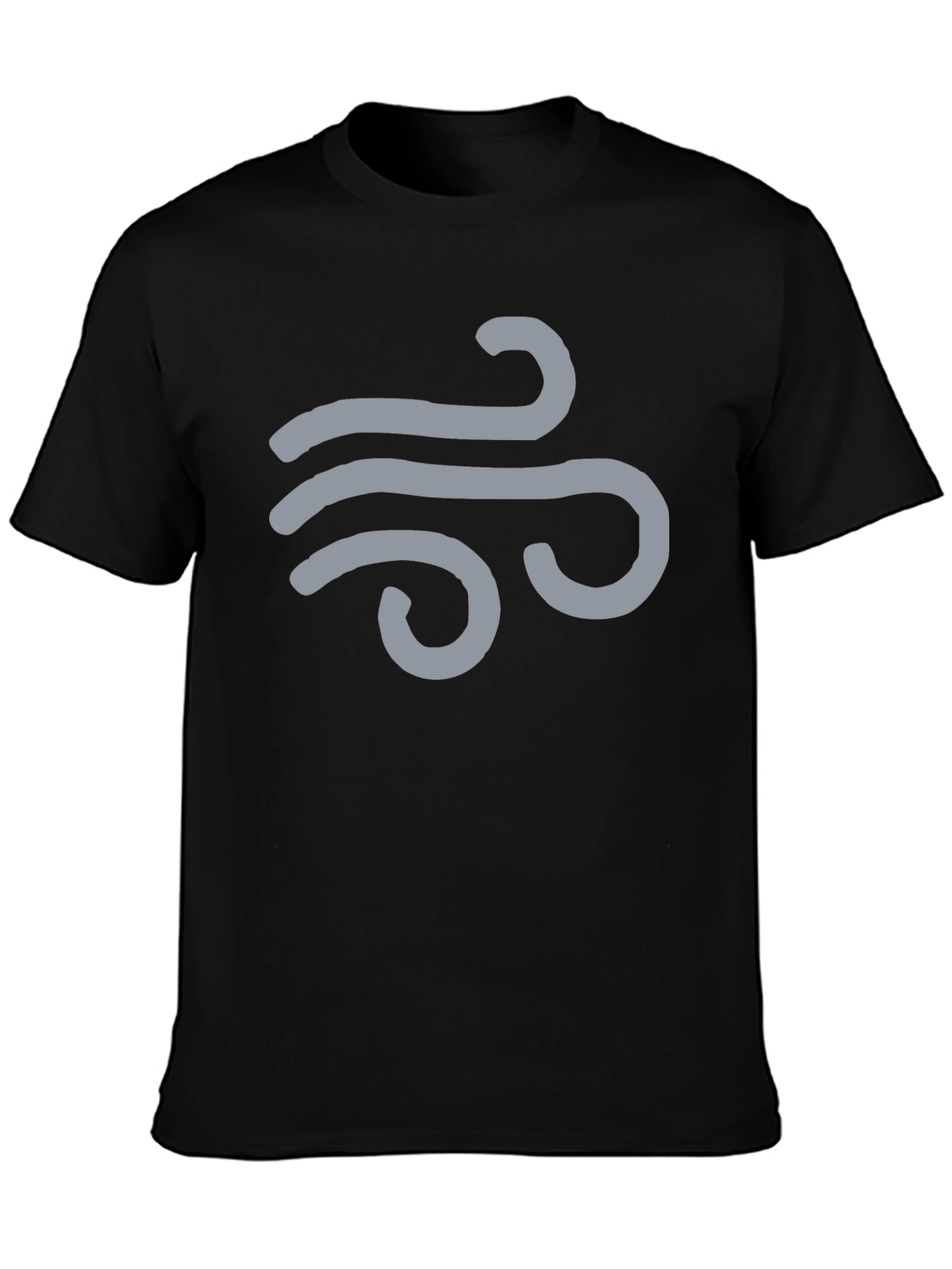 Mens Black T-Shirt with Wind Symbol Design