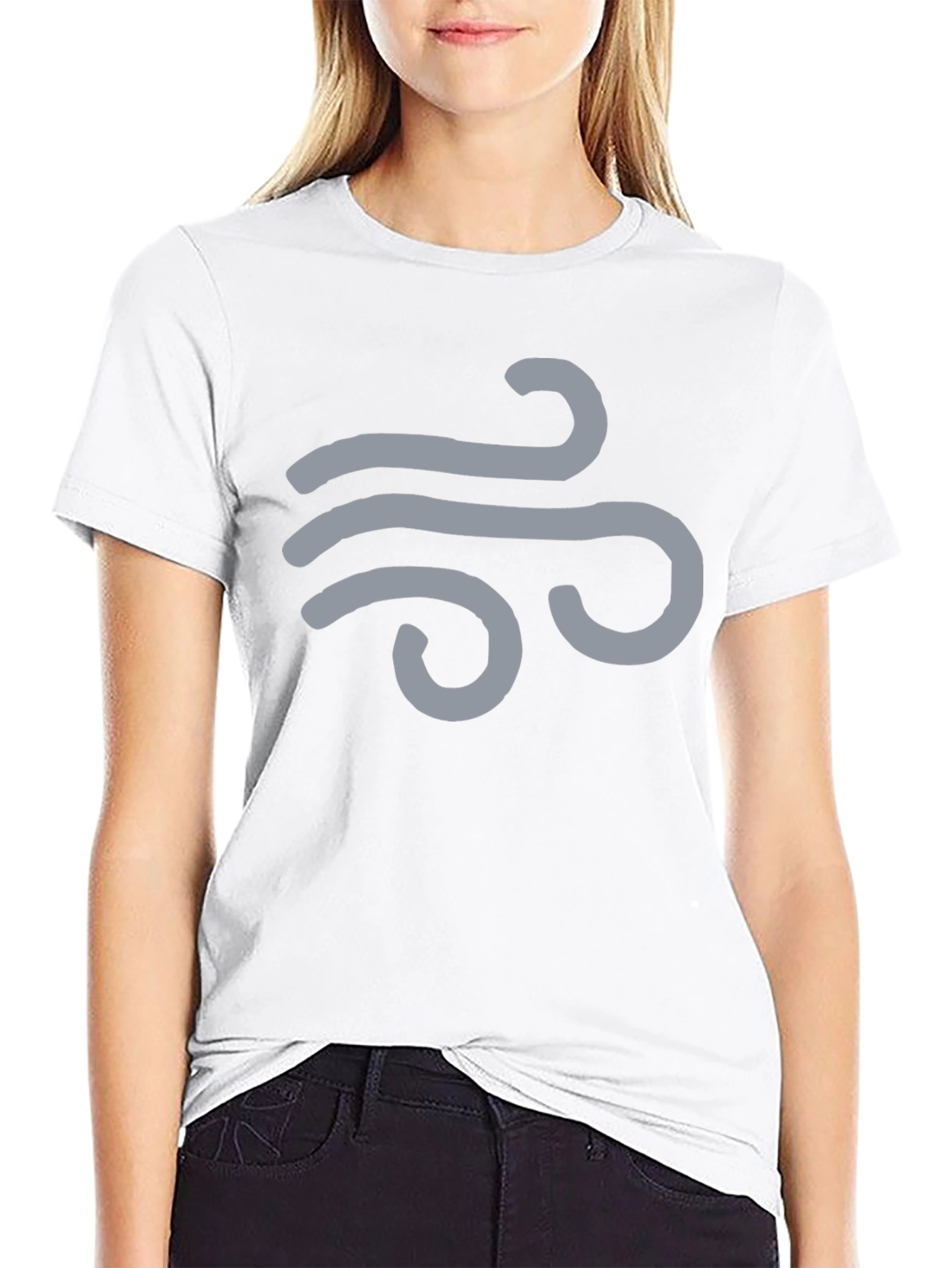 Mens Black T-Shirt with Wind Symbol Design