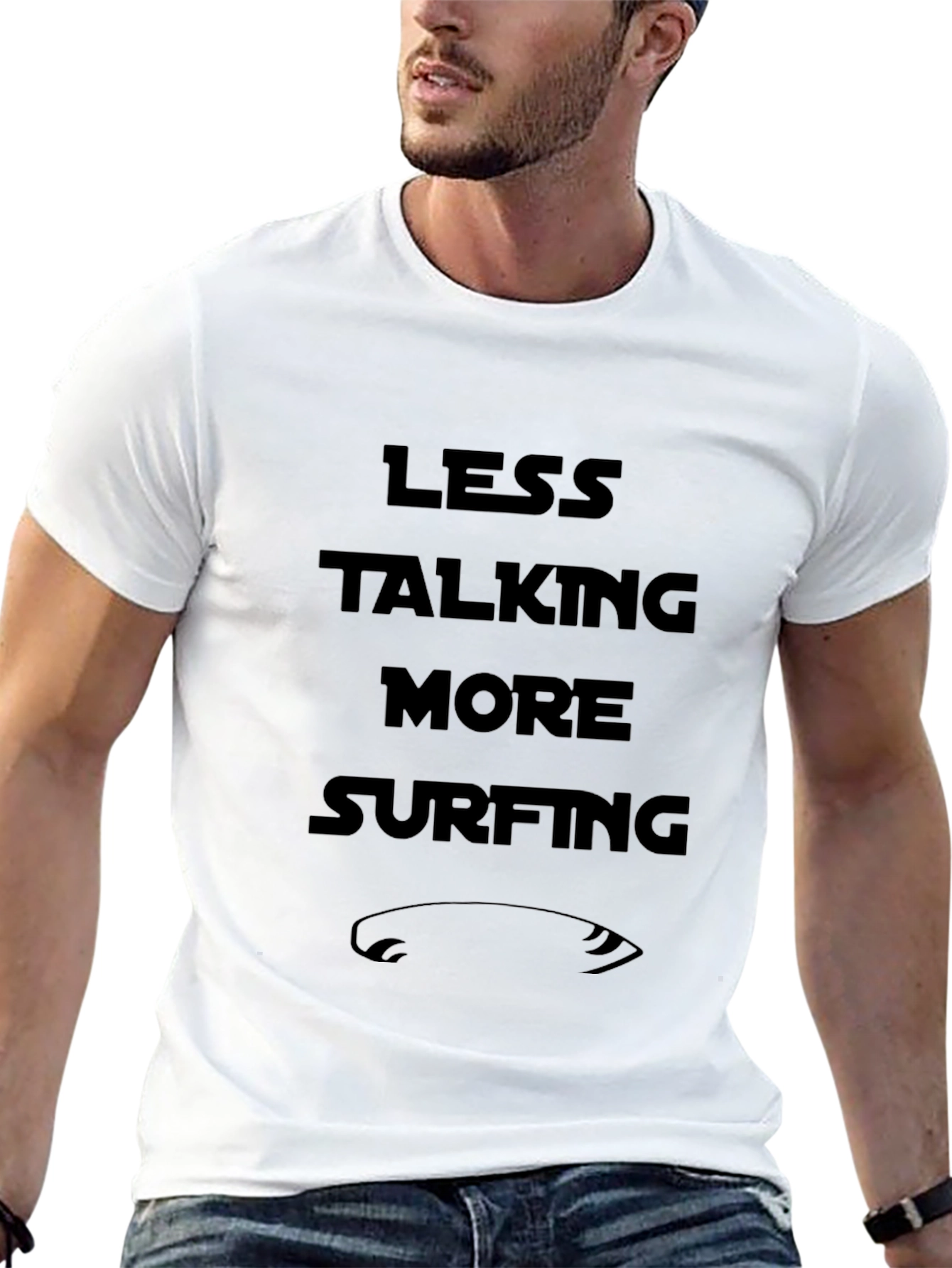 Less Talking More Surfing Mens Black T-Shirt