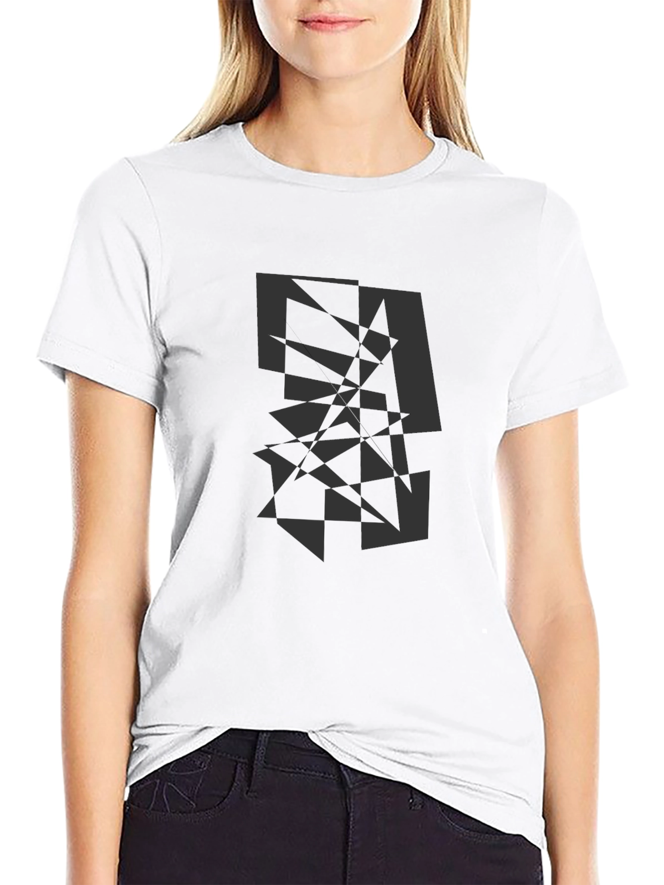 Abstract Geometric Graphic Print Crew Neck T-Shirt