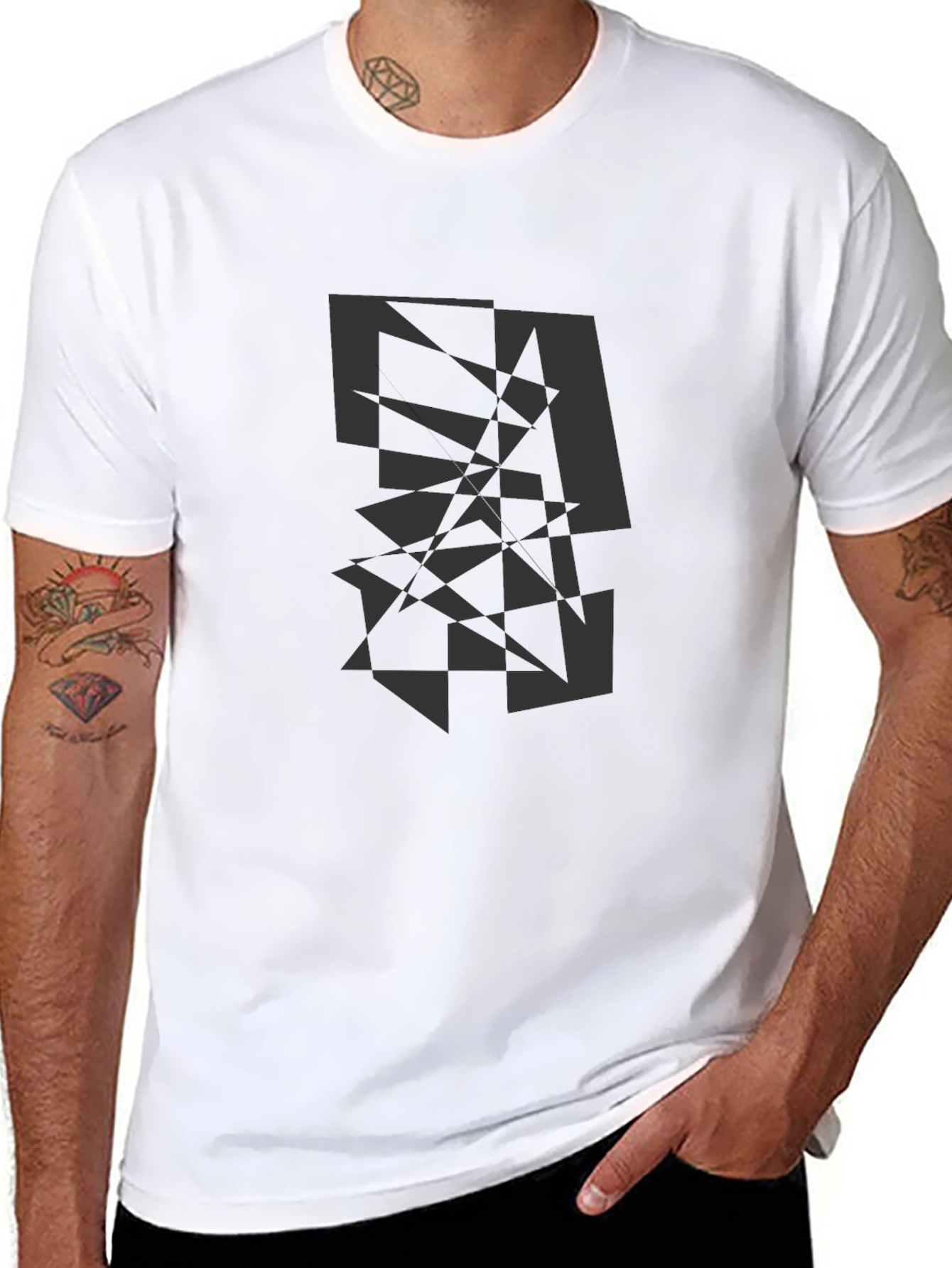Abstract Geometric Graphic Print Crew Neck T-Shirt
